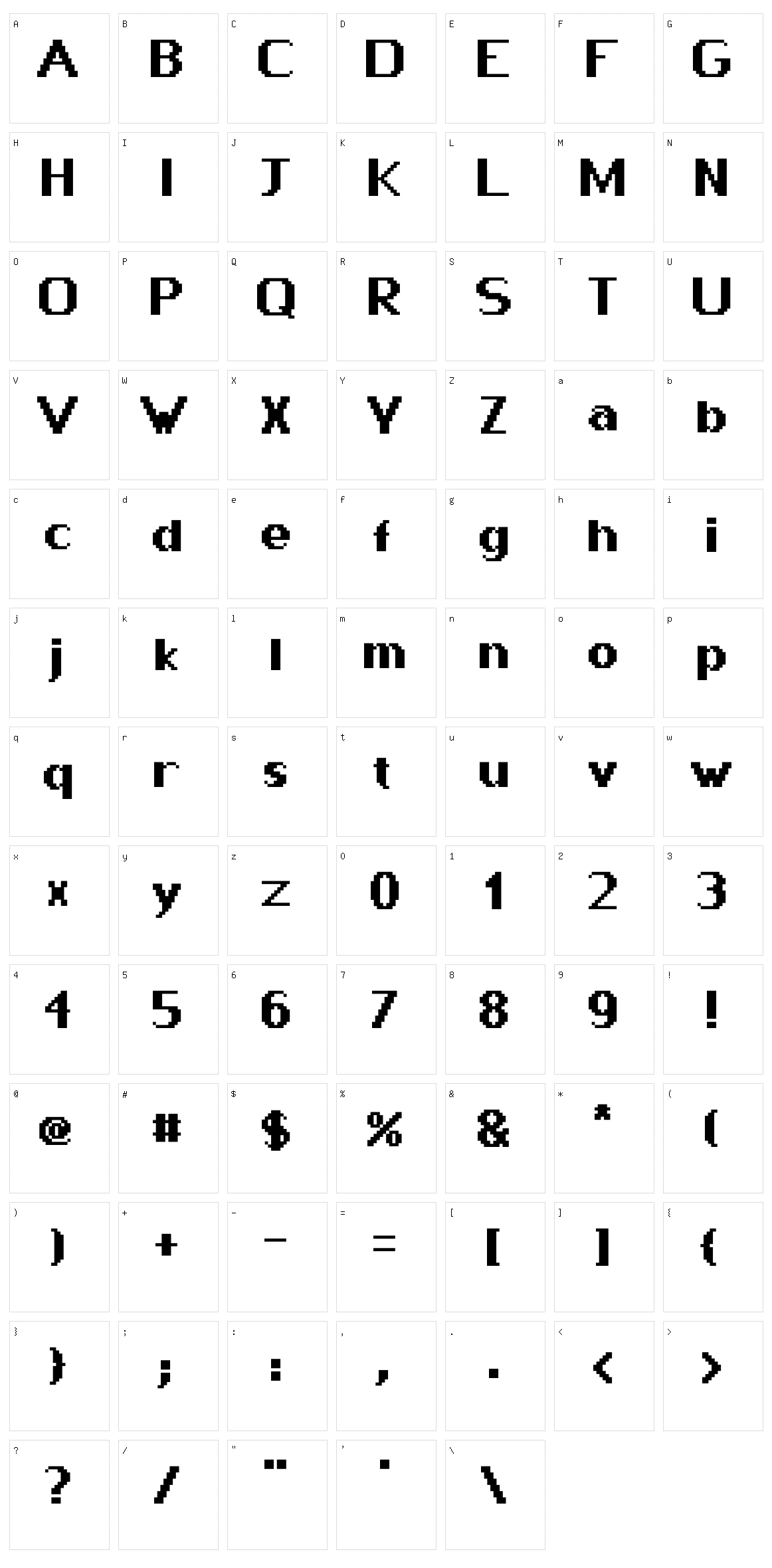 Pixway Character Set