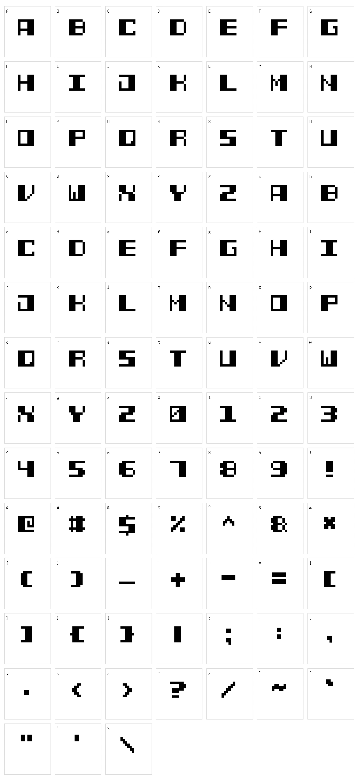 Power Pixel-7 Character Set