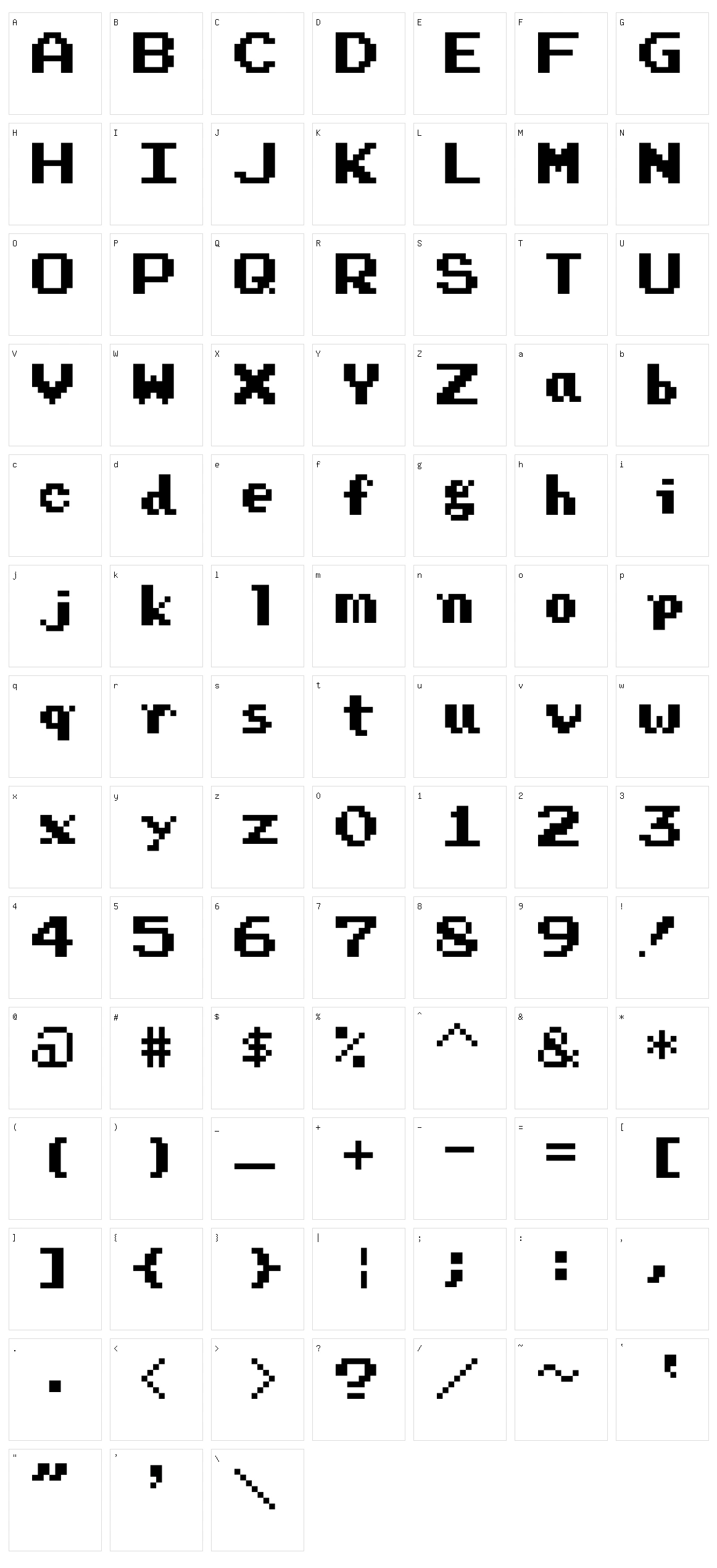 Press Start Character Set