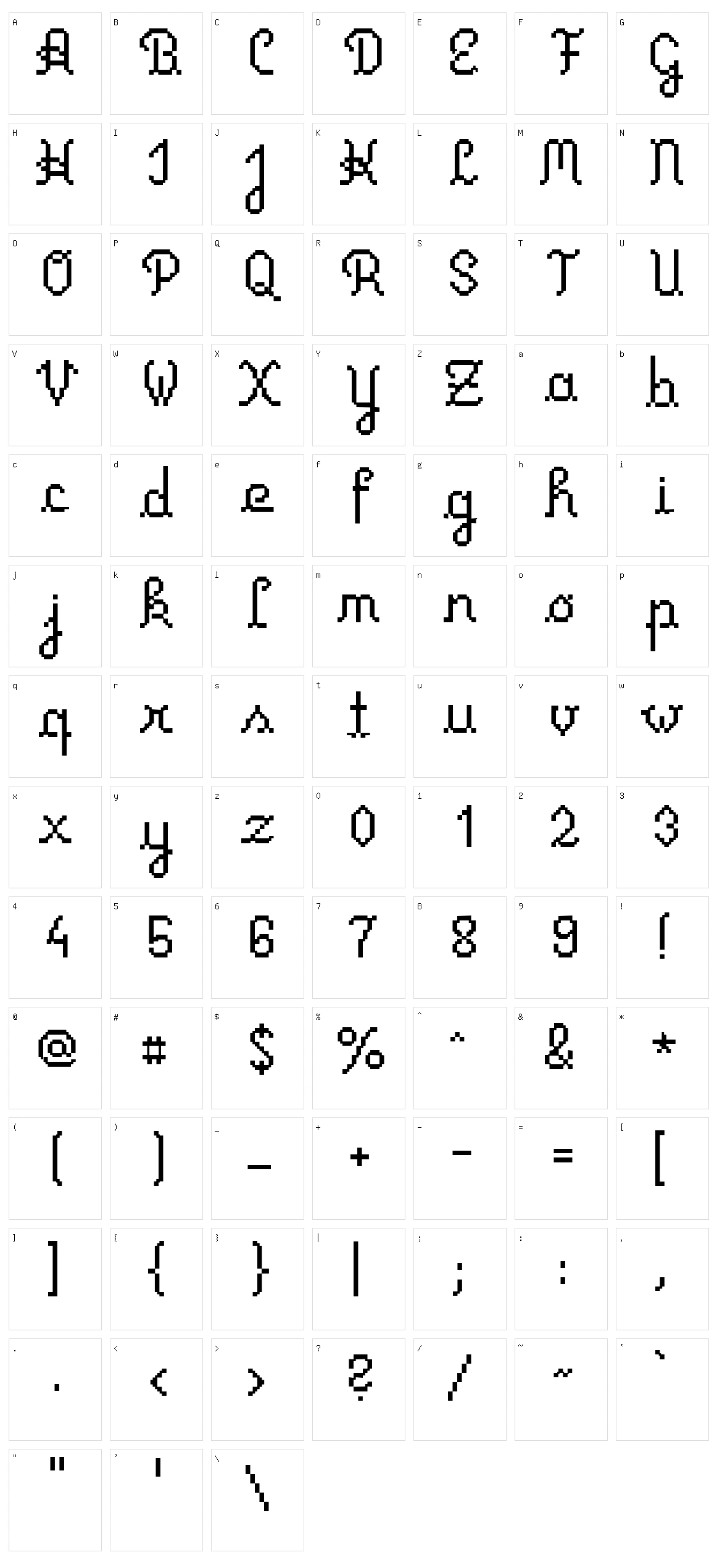 Primus Script Character Set
