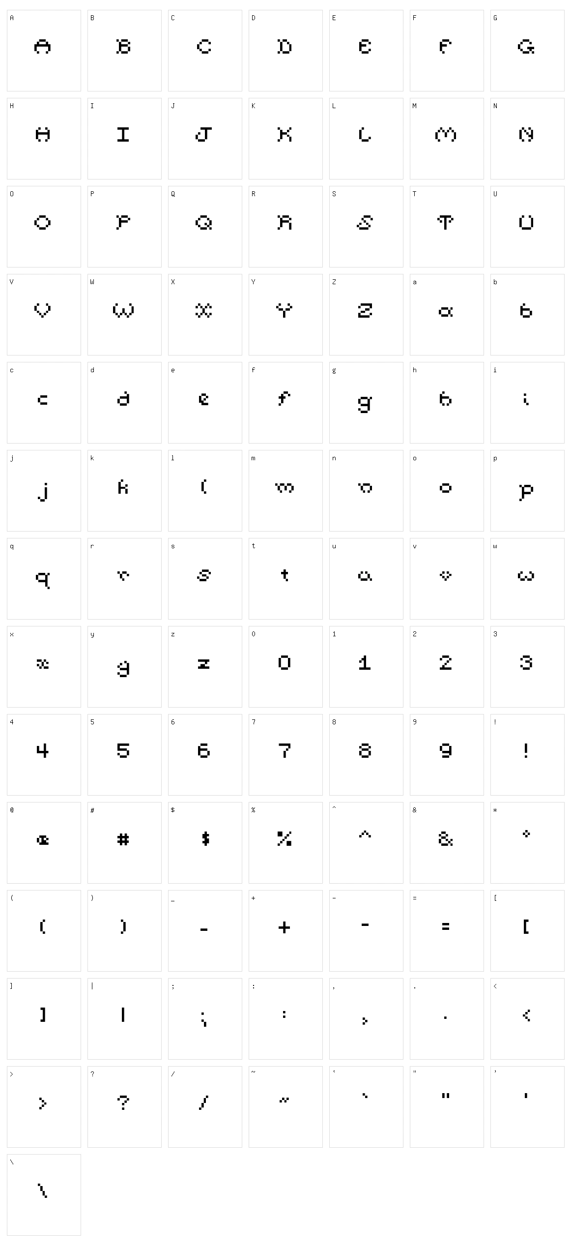 Pumpkin Font Character Set