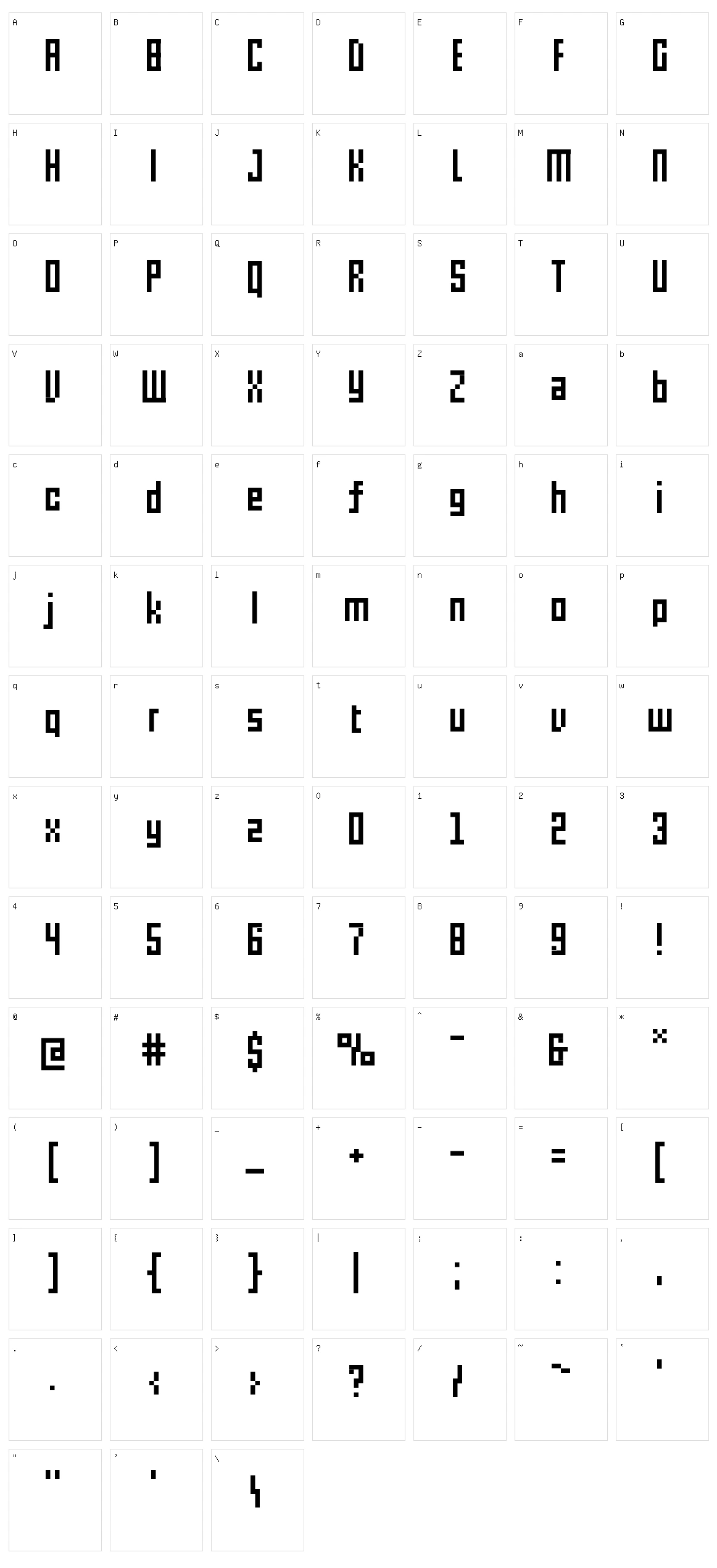 Pxl Character Set