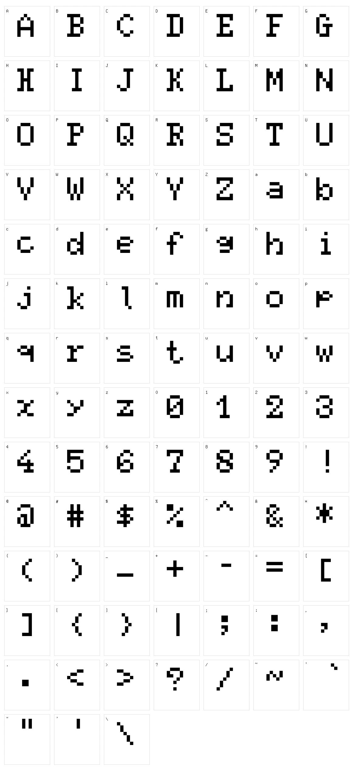 Pxl35DX Character Set