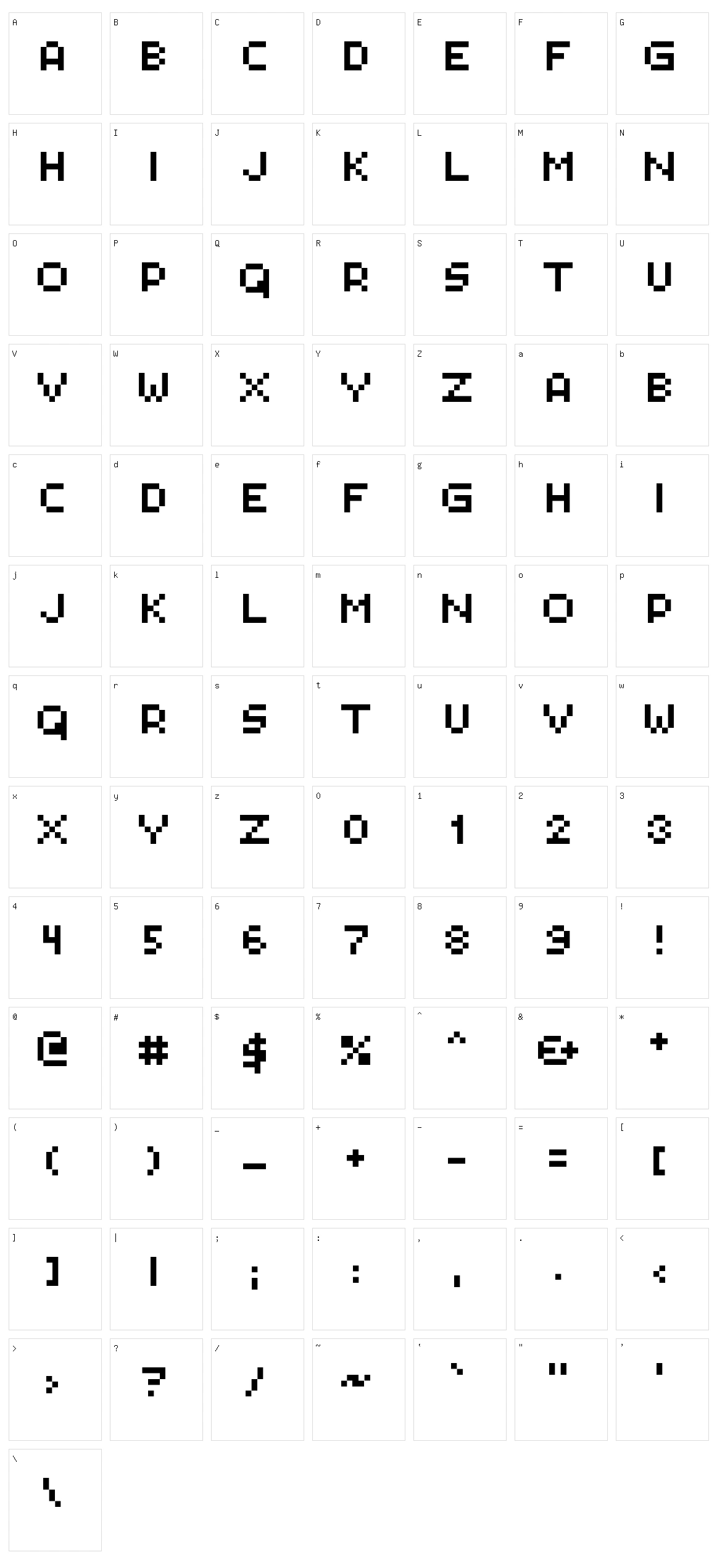 PXLPLZ Character Set
