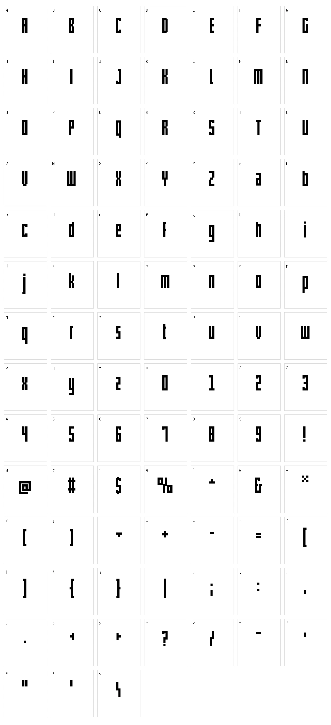 Pxlxxl Cond Character Set