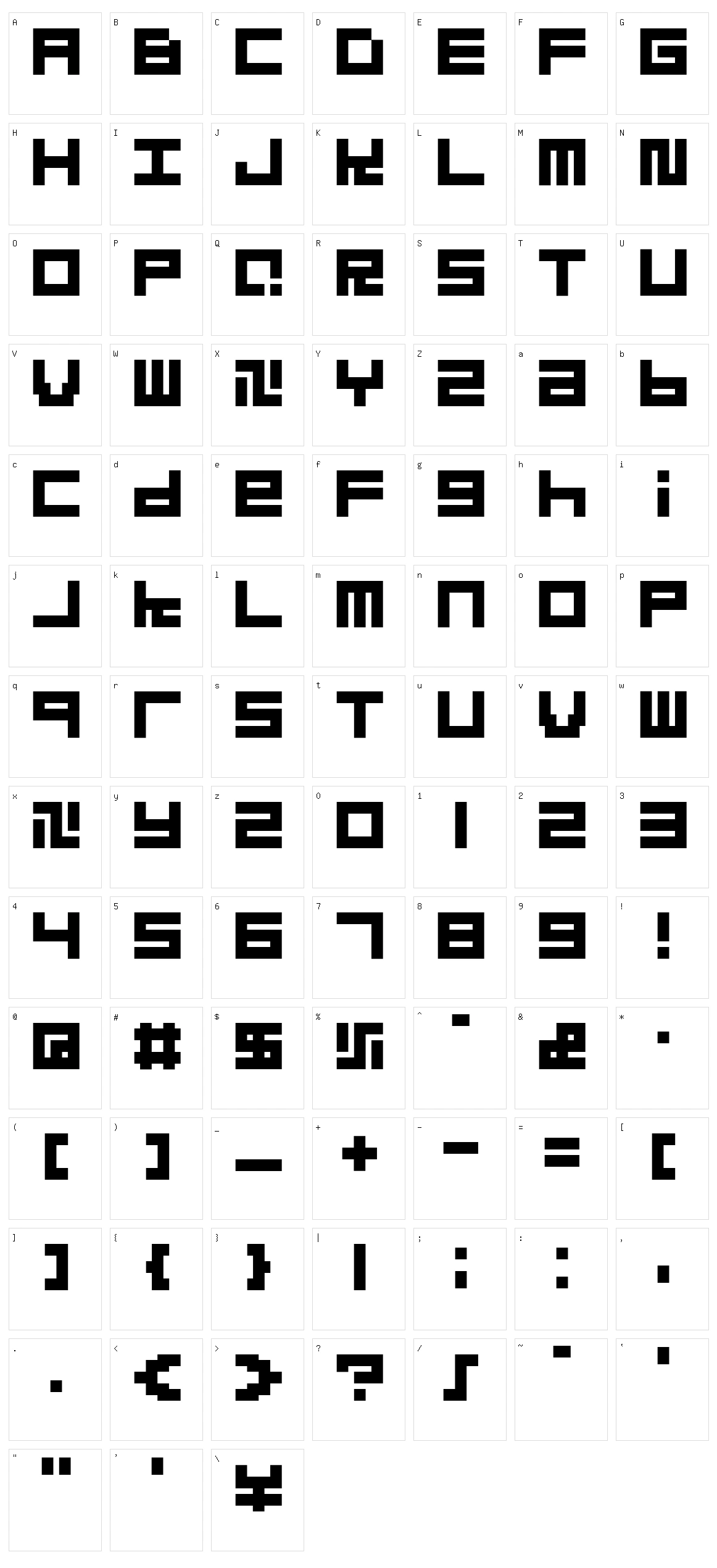 Quadrats Character Set