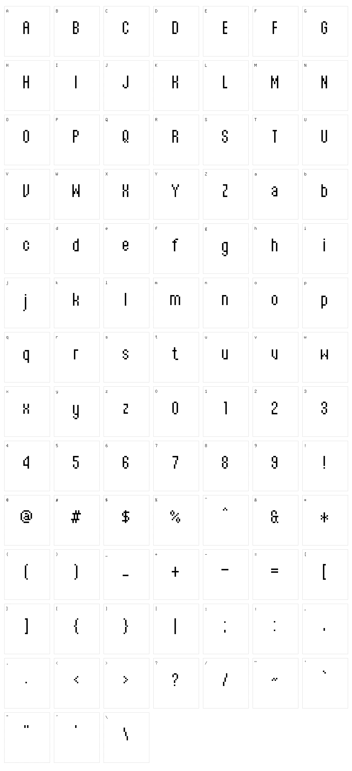 Readable 9x4 Character Set