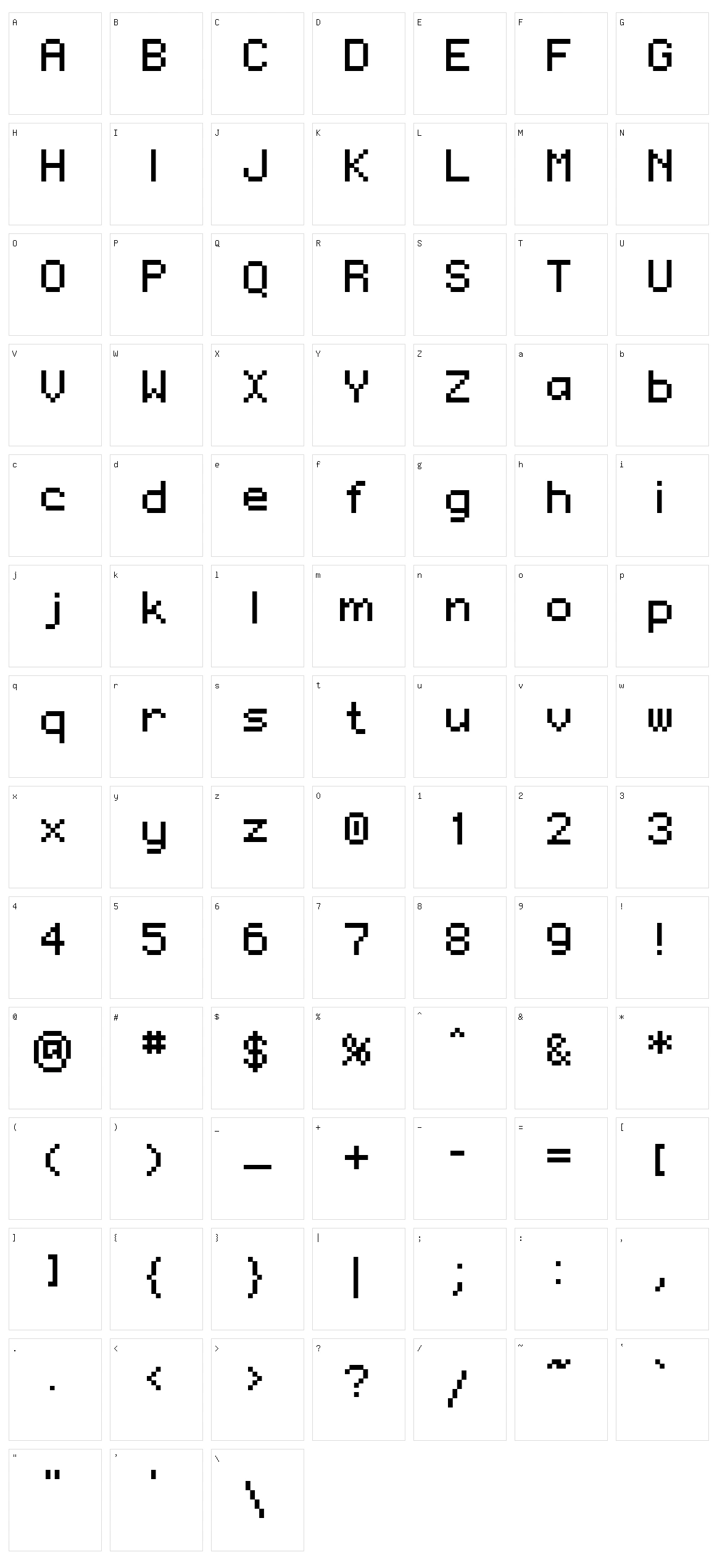 Regupix Character Set