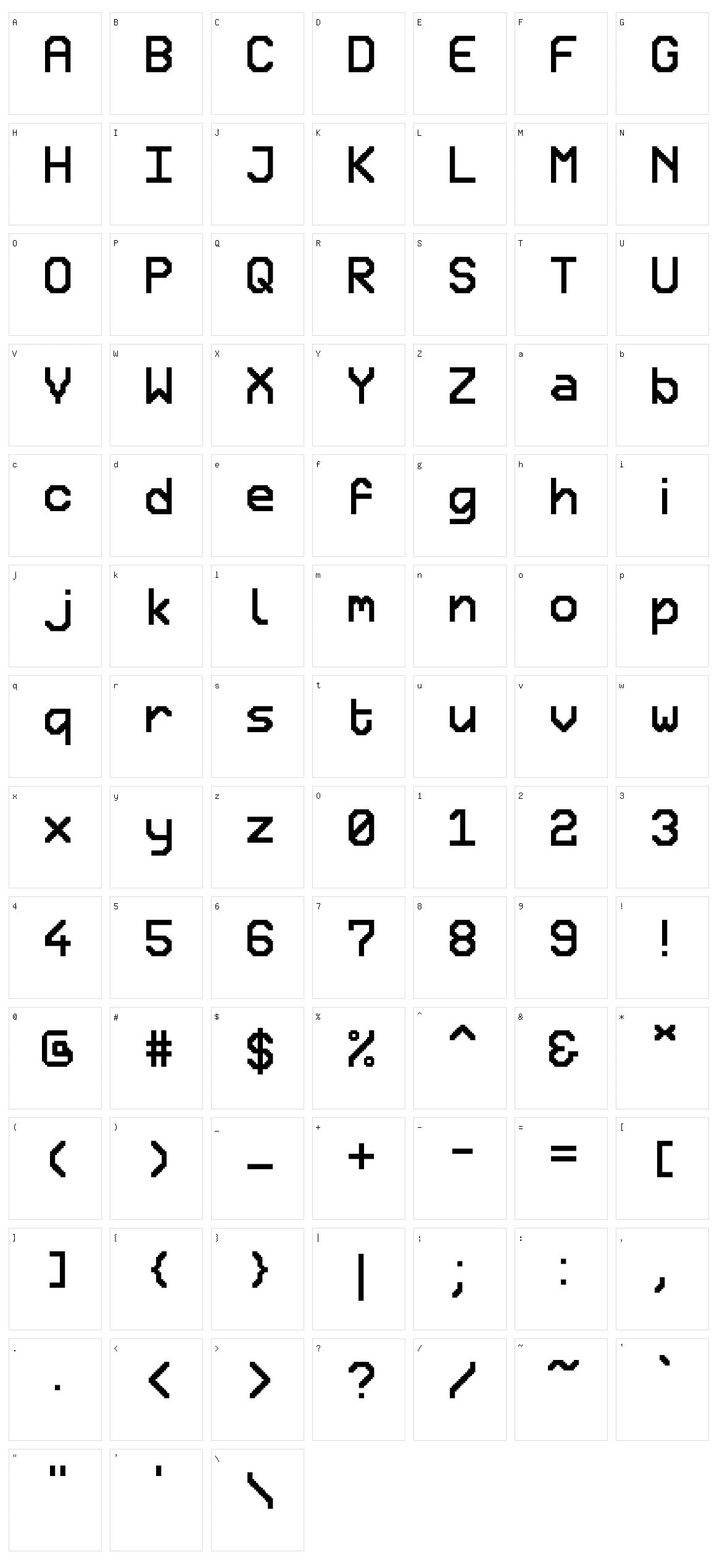 Retron 2000 Character Set