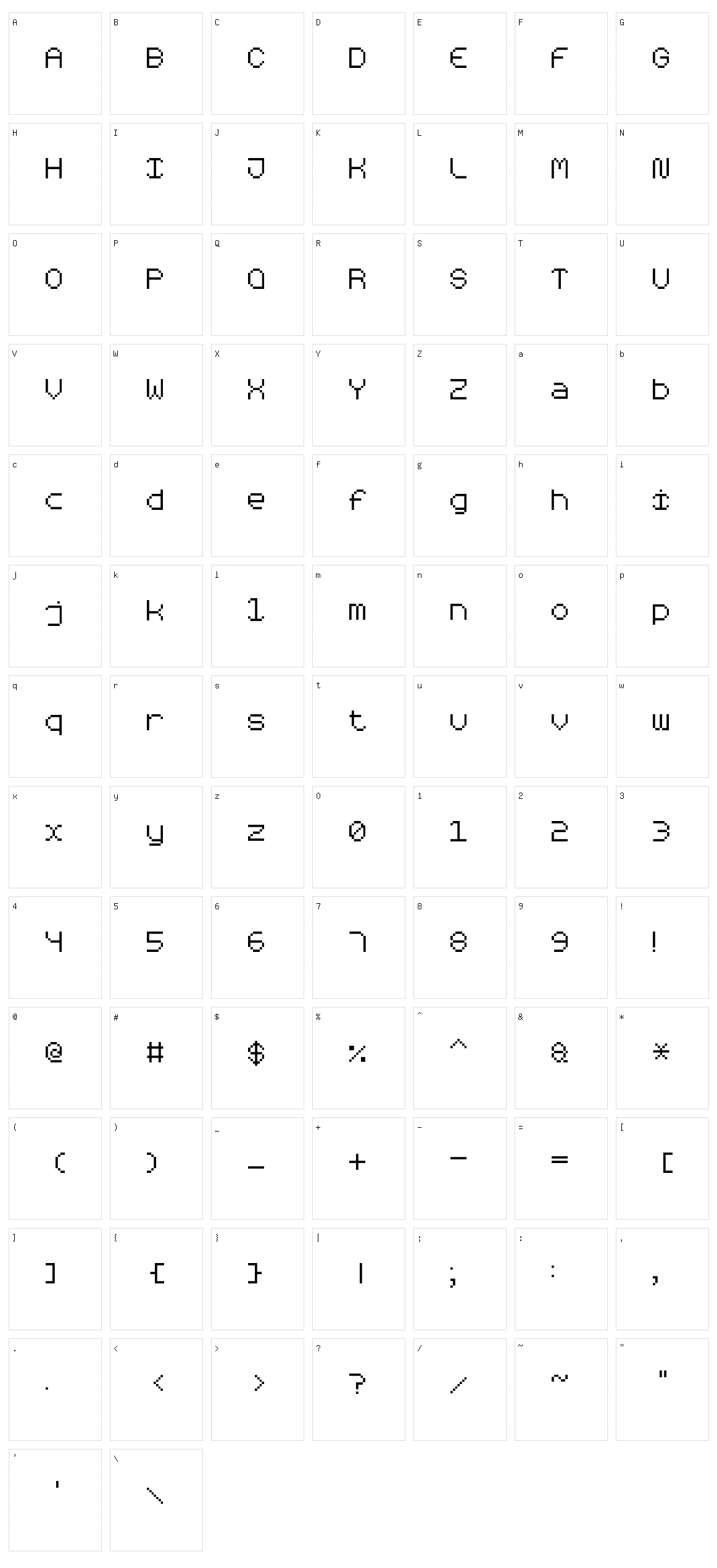 Rounded Pixel-7 Character Set