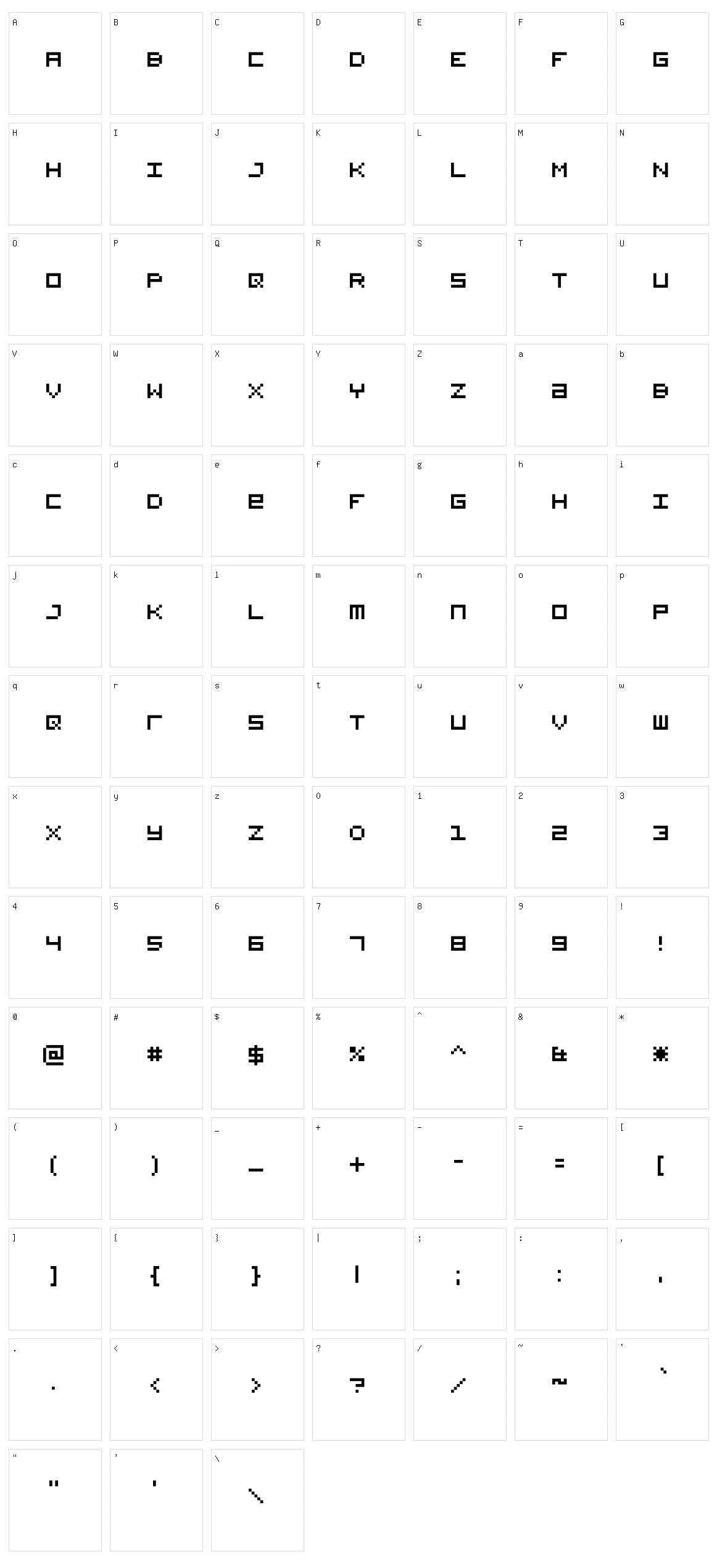 SadMachine Character Set