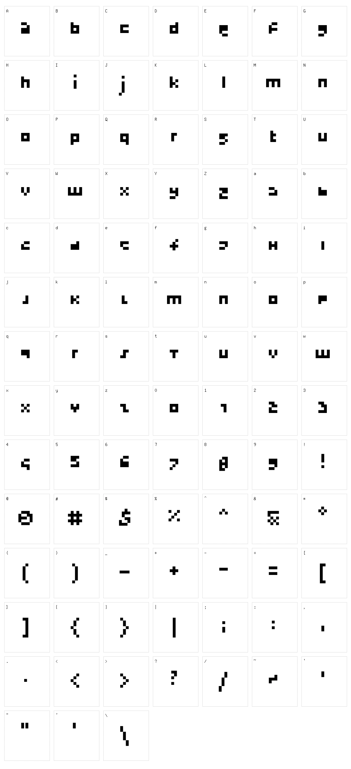 Satzkorn Character Set