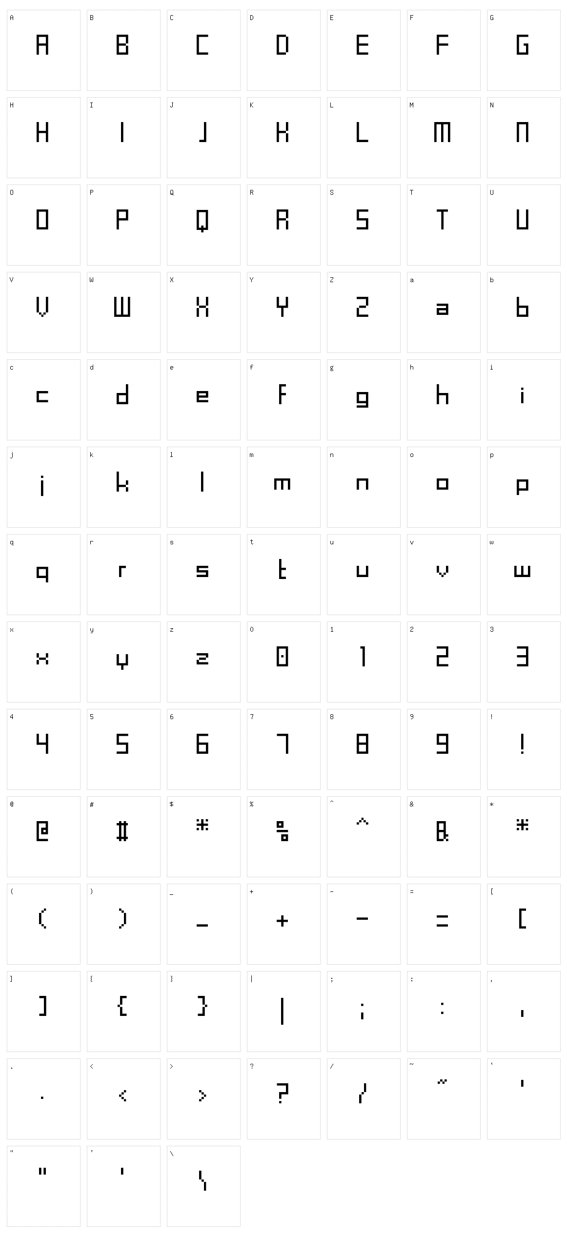 SchoonSquare Character Set