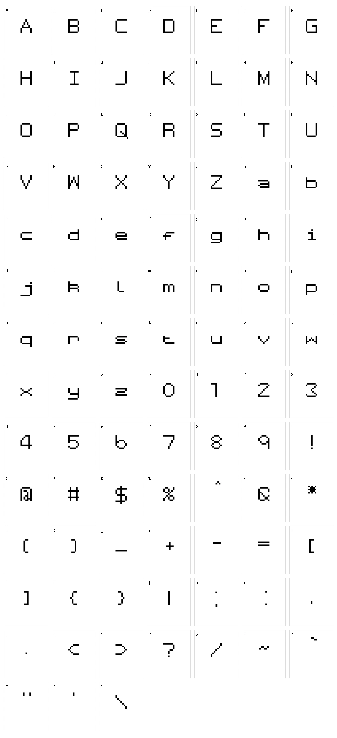 Scriptgame Character Set