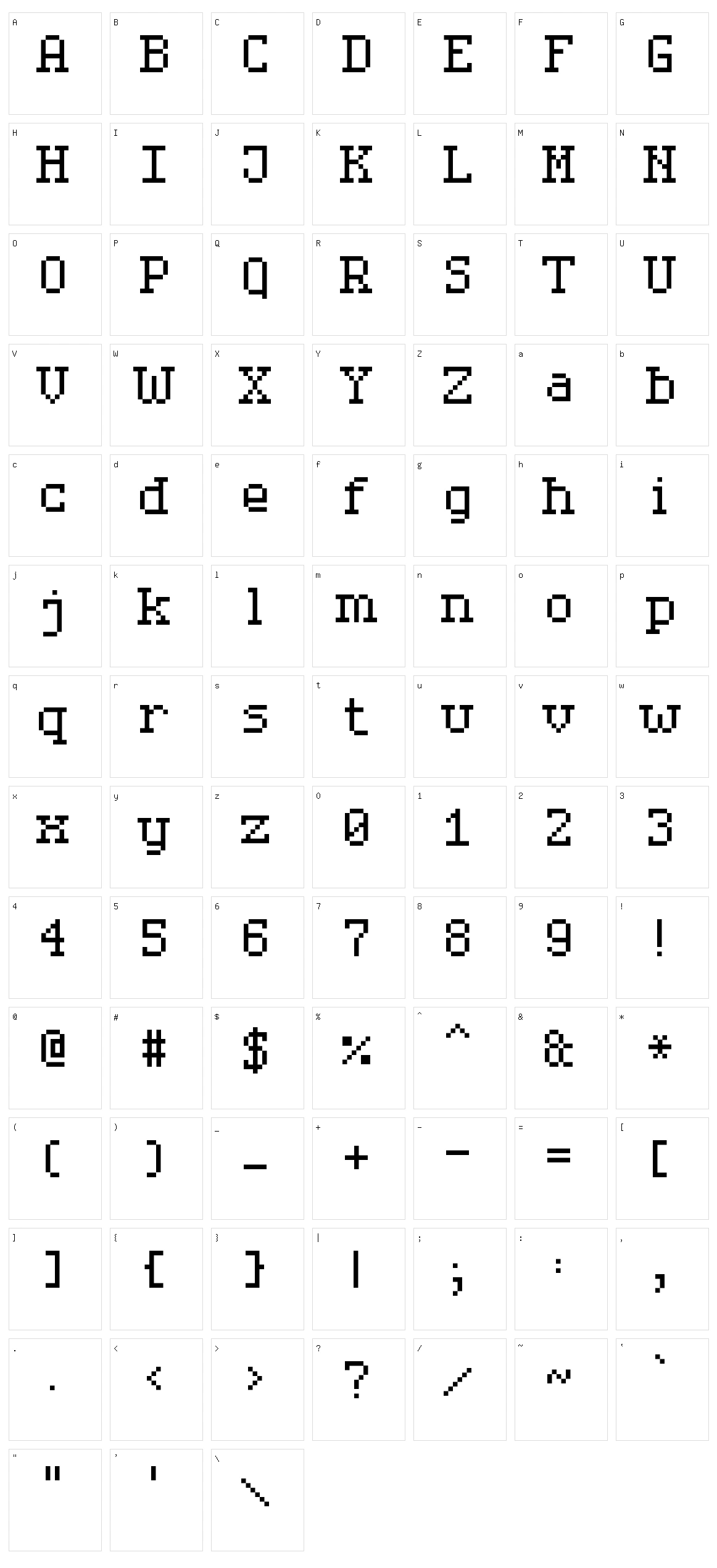 Serif Pixel-7 Character Set