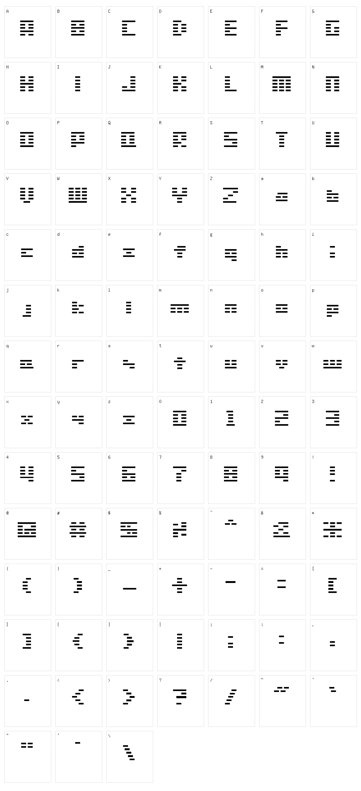 SG01 Character Set