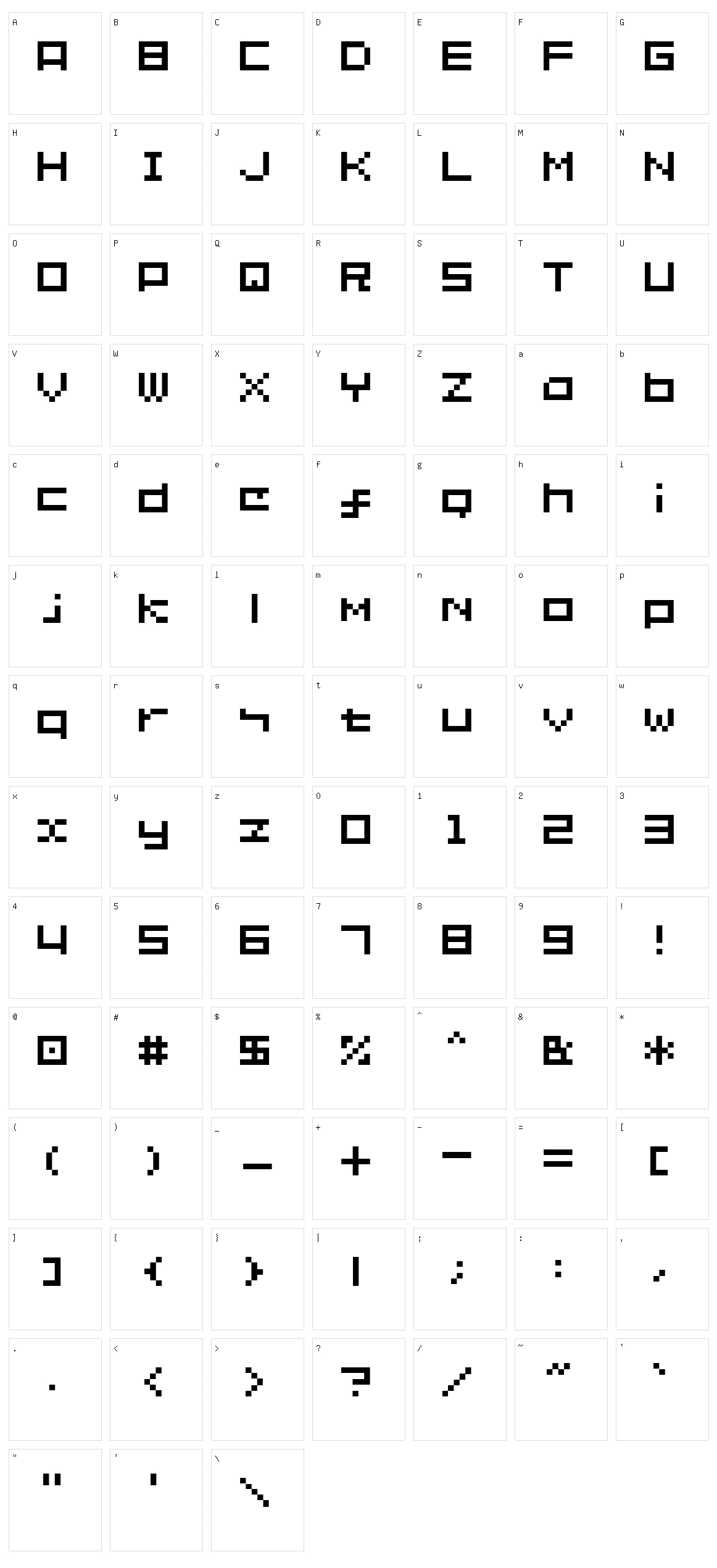 SG02 Character Set