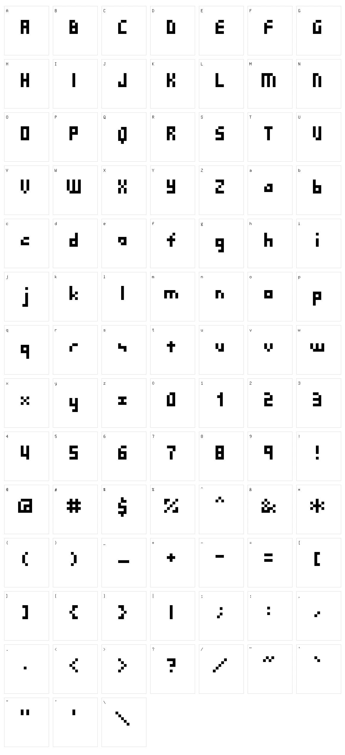 SG03 Character Set