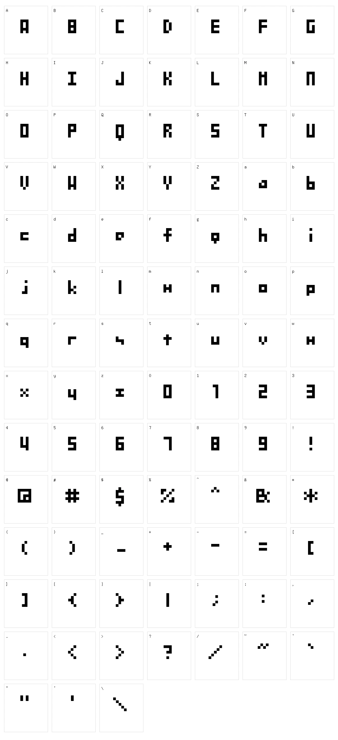 SG04 Character Set