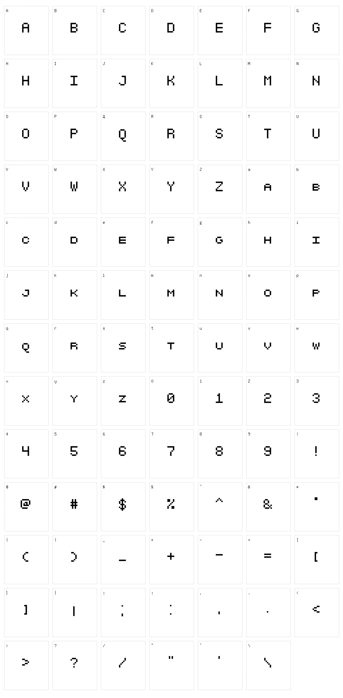 SGK050 Character Set