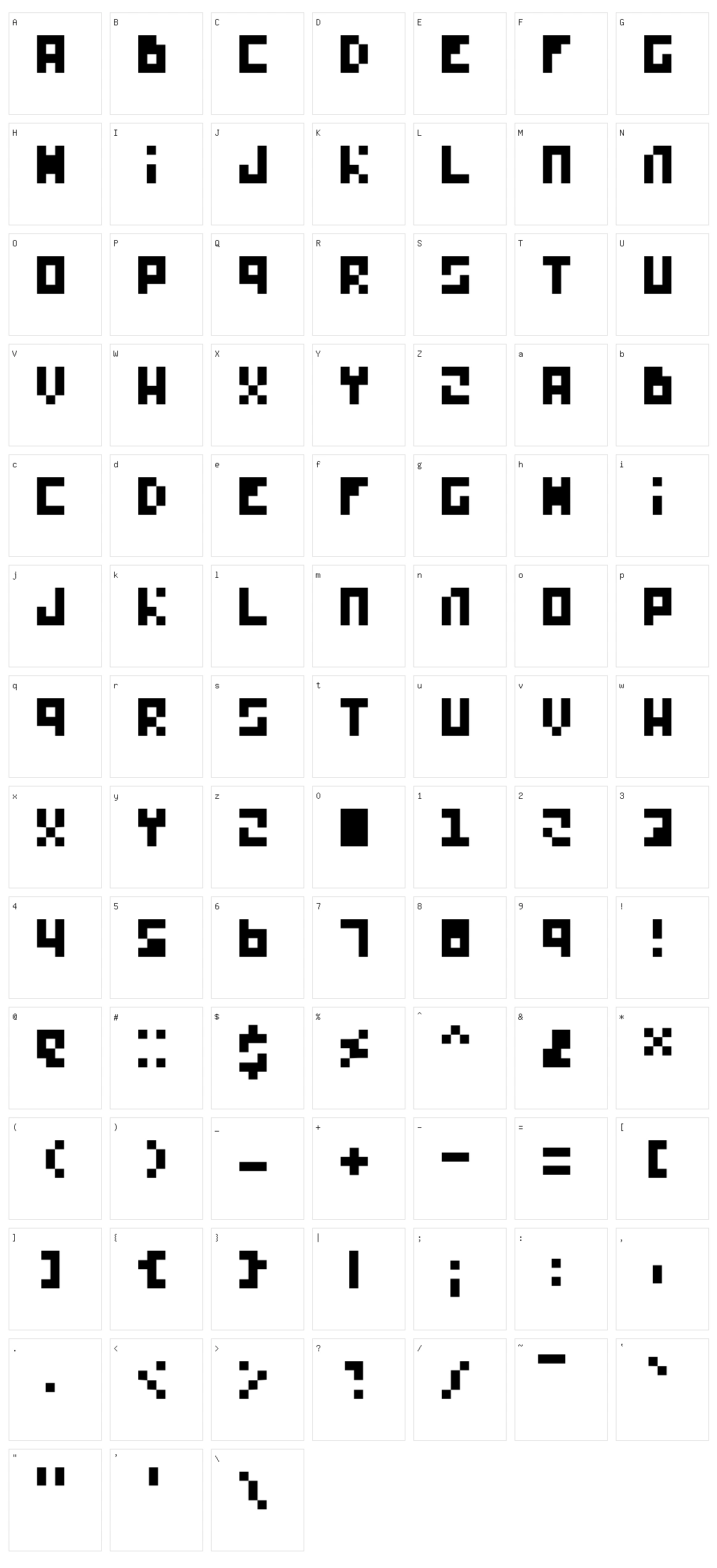 Simplipixa Character Set