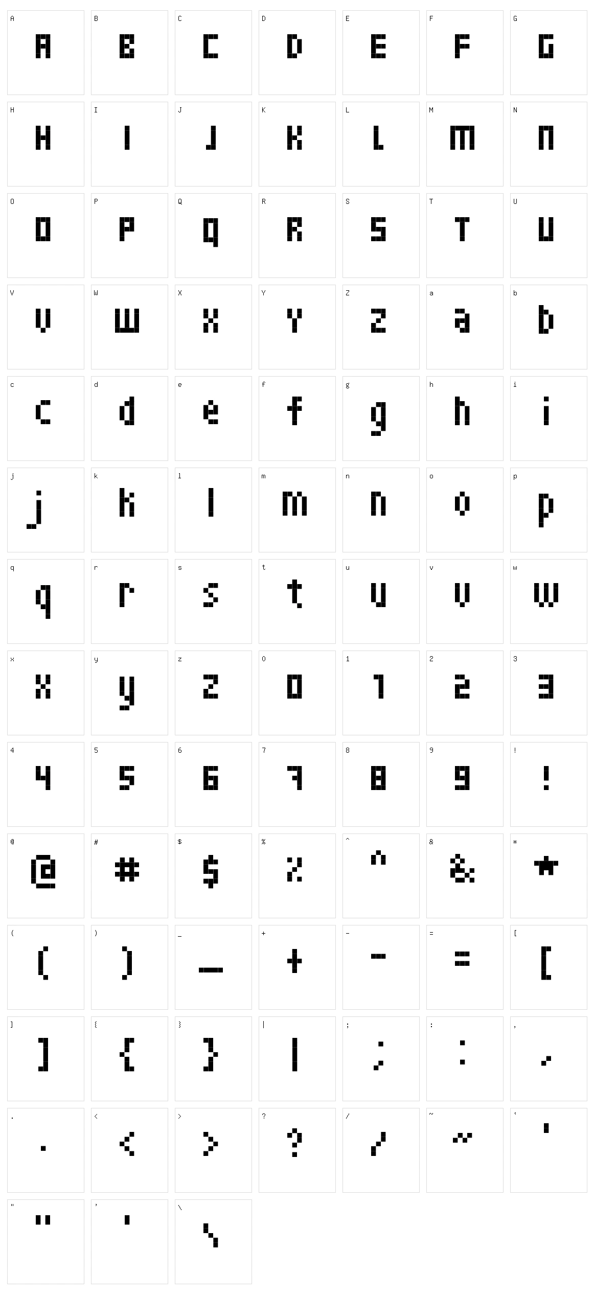 Skinny Character Set