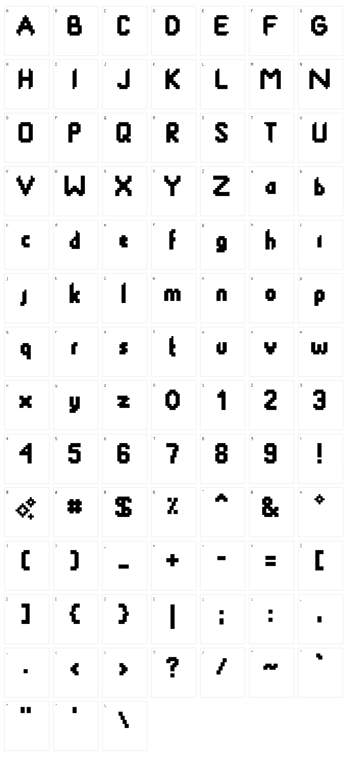 Smacky Formula Character Set