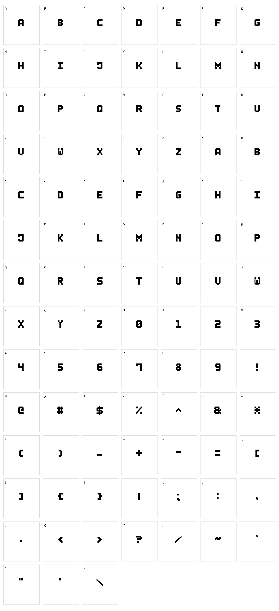 Small Bold Pixel-7 Character Set