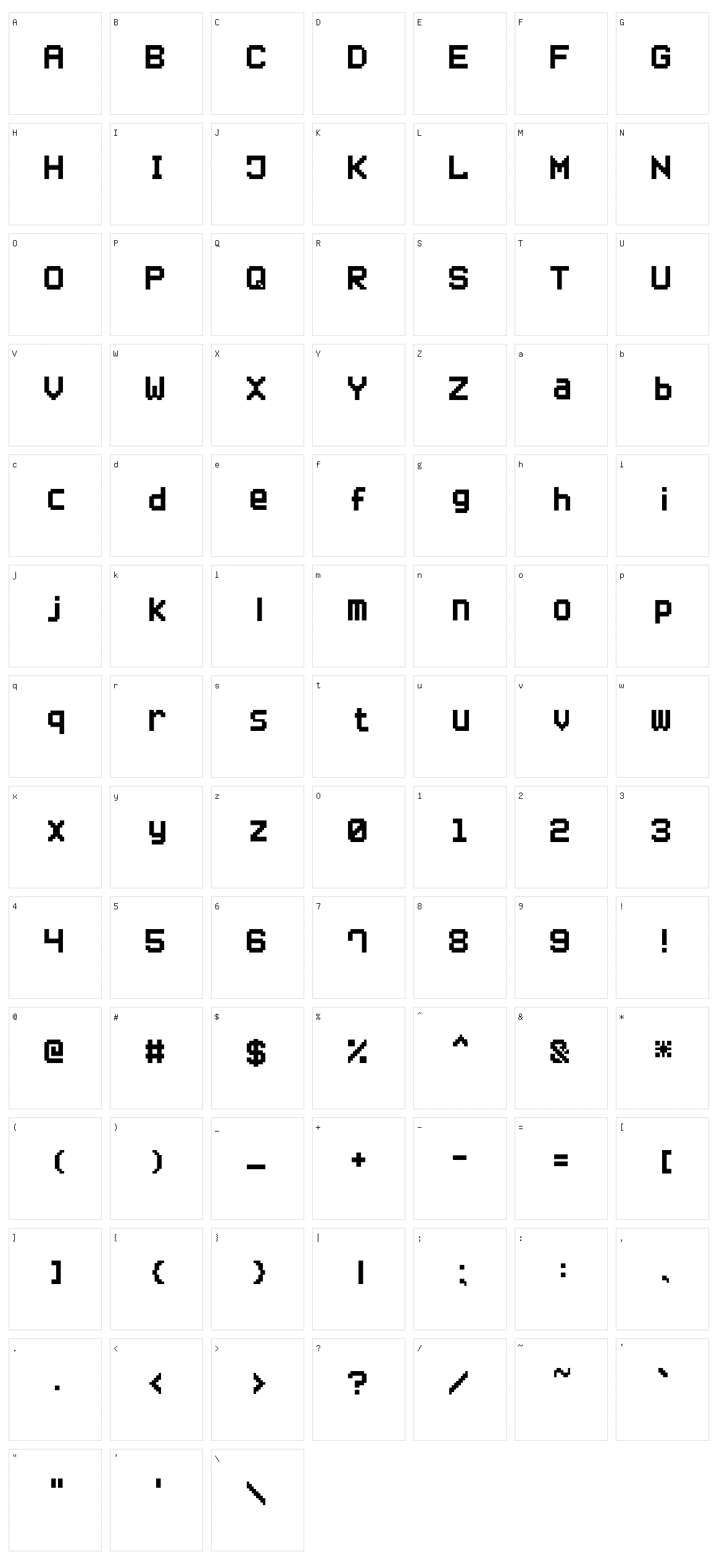 Small Pixel7 Character Set