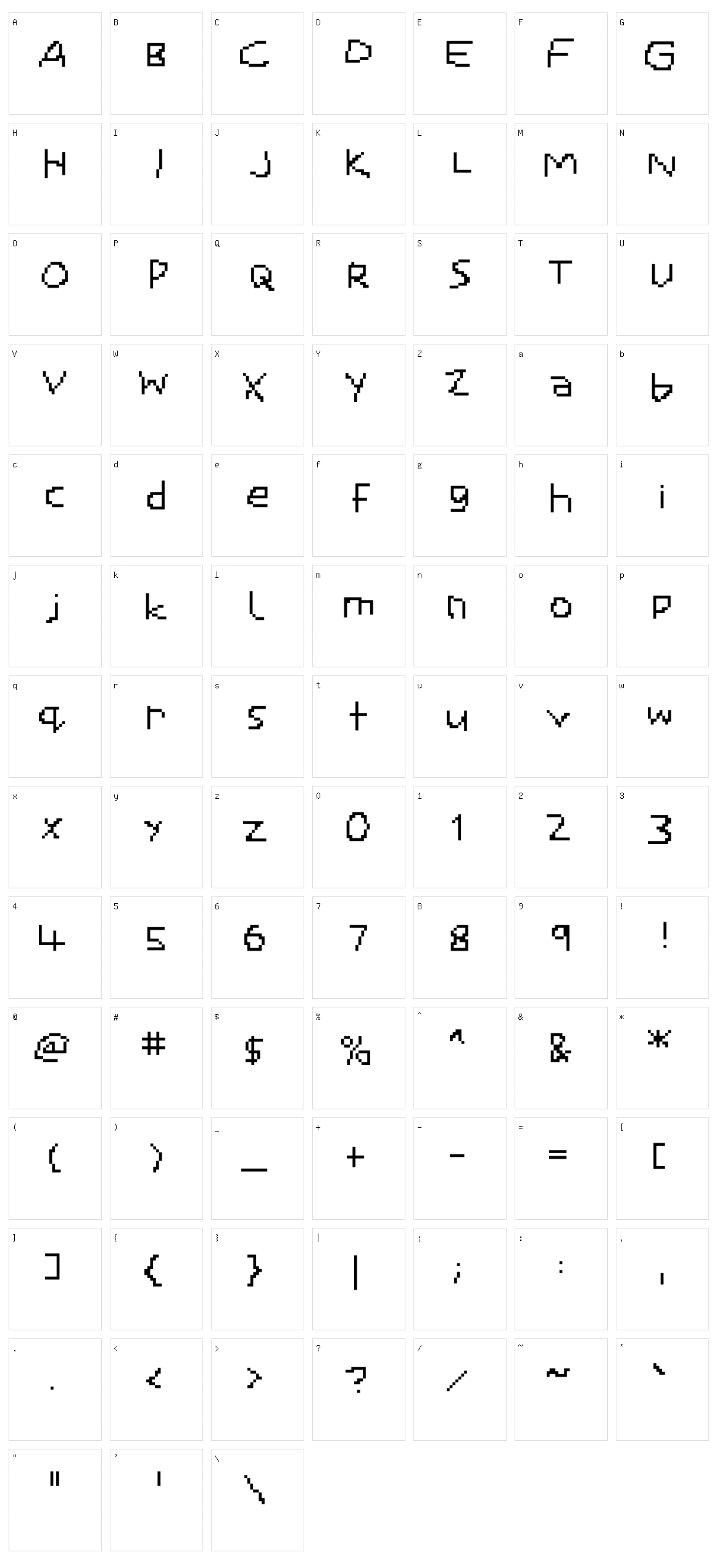 Smalle Character Set