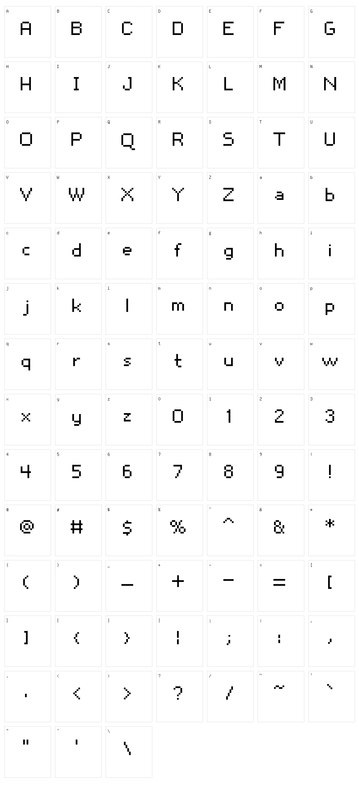 Snoot.org px10 Character Set