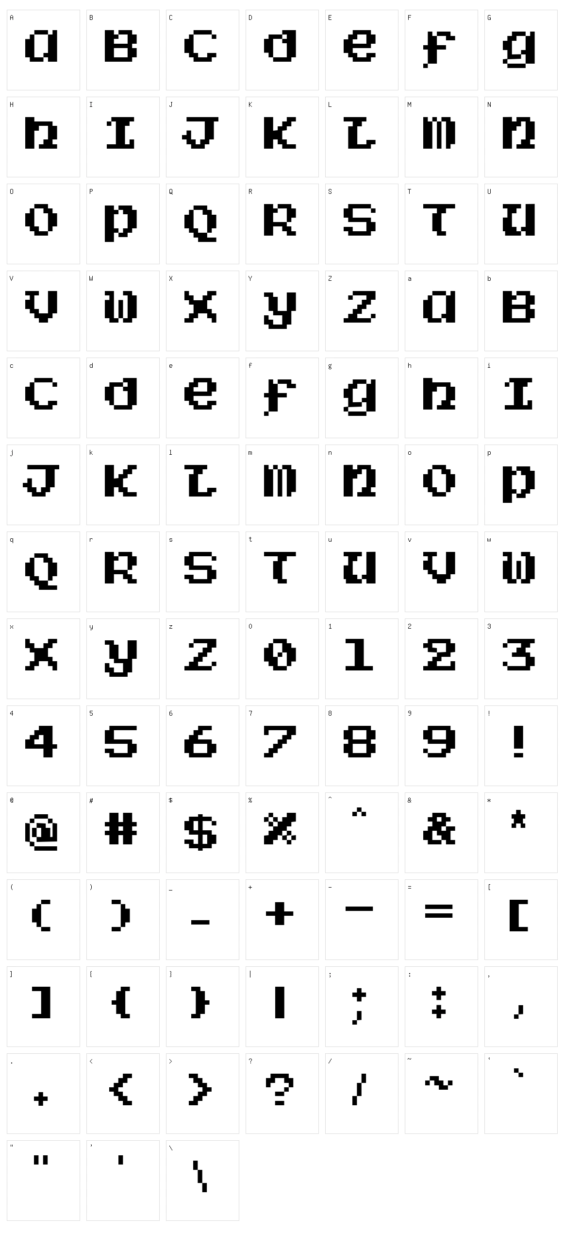 Sorcery 6128 Character Set