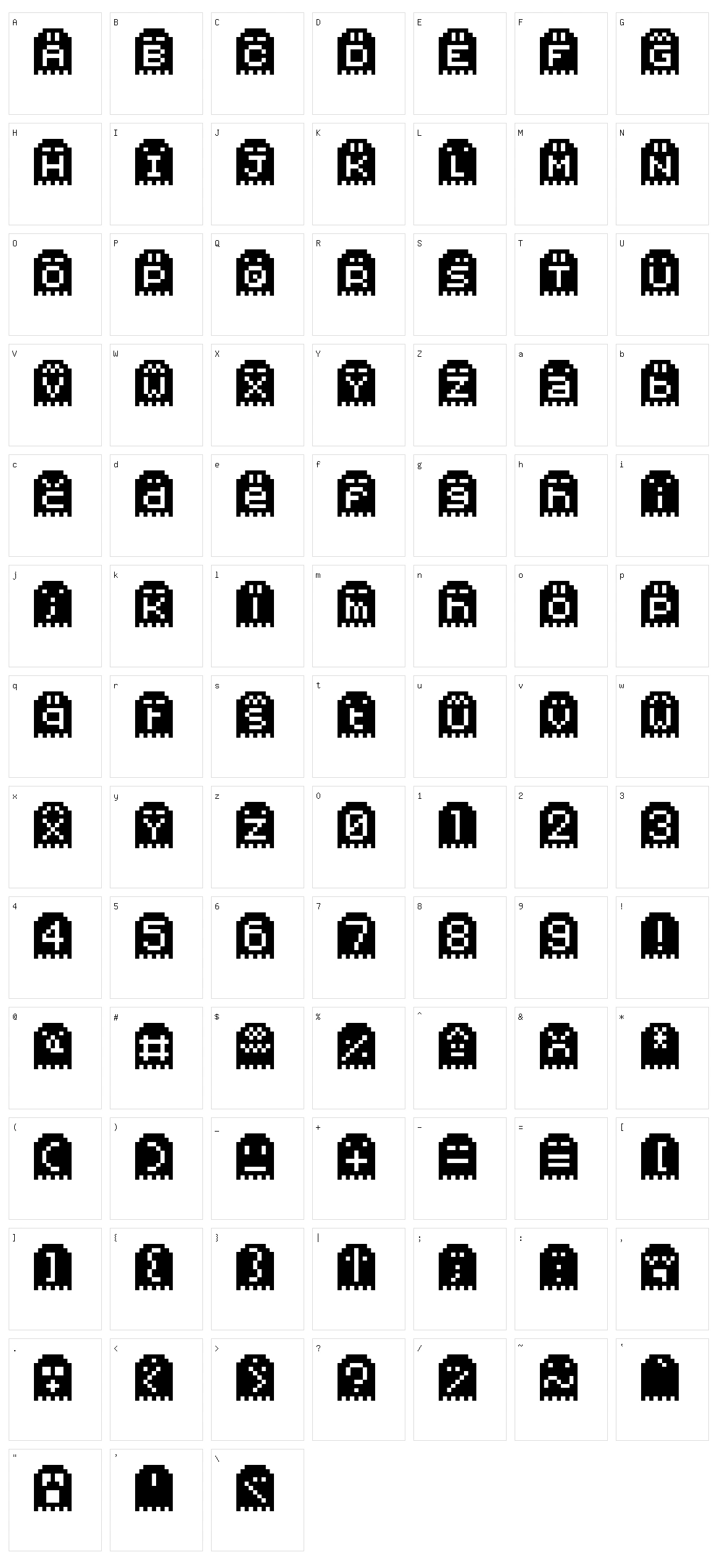 Spoopy Ghost Pixels Character Set