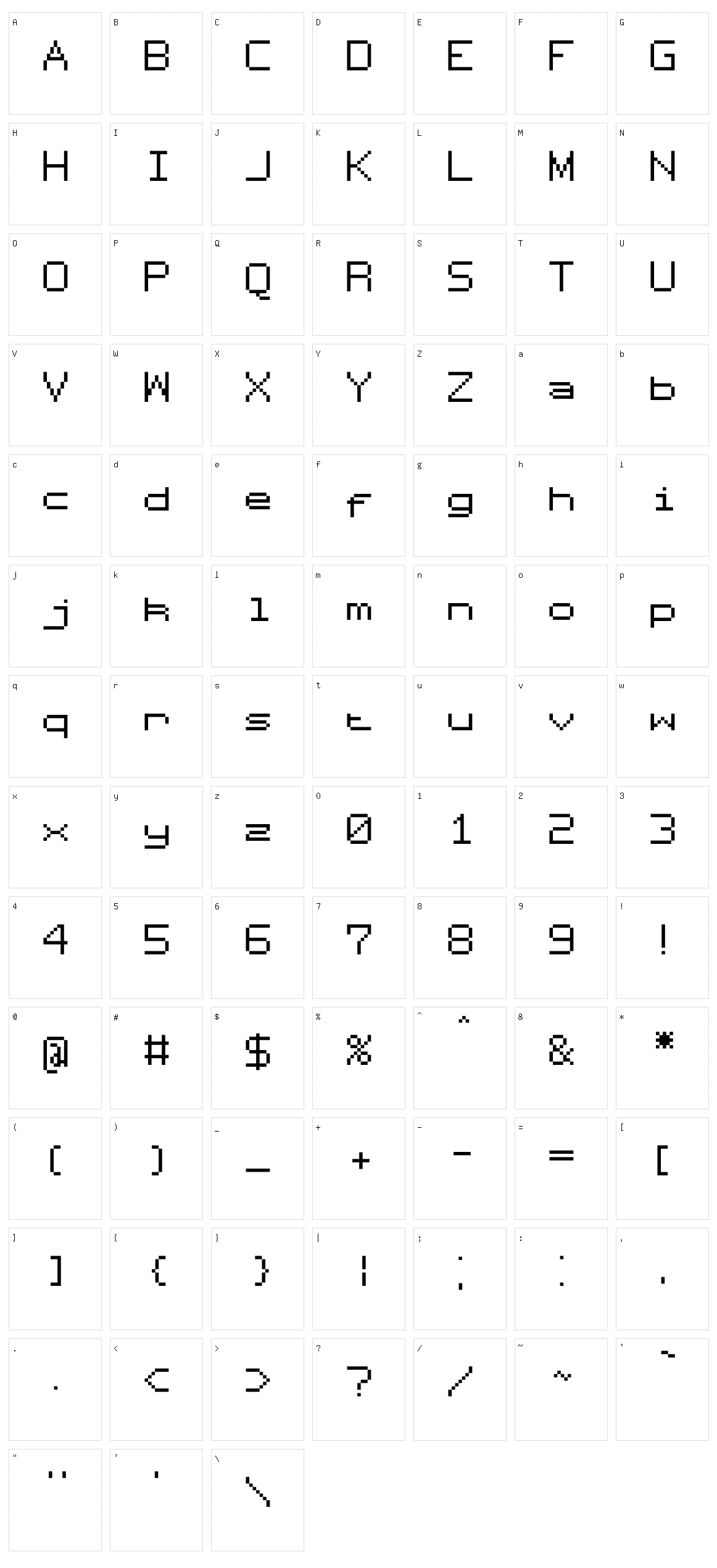 Sprite Coder Character Set