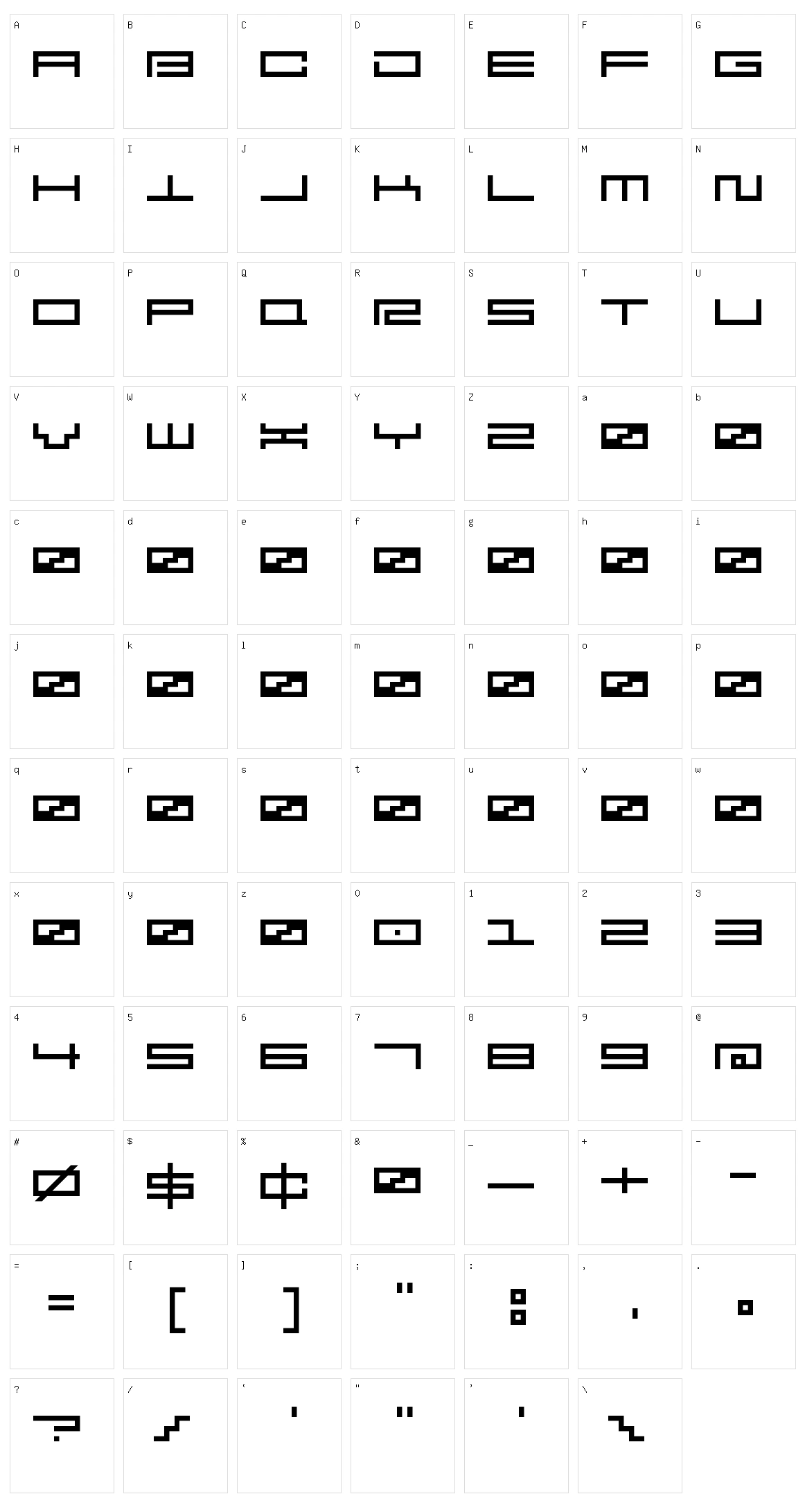 Squarepusher Character Set