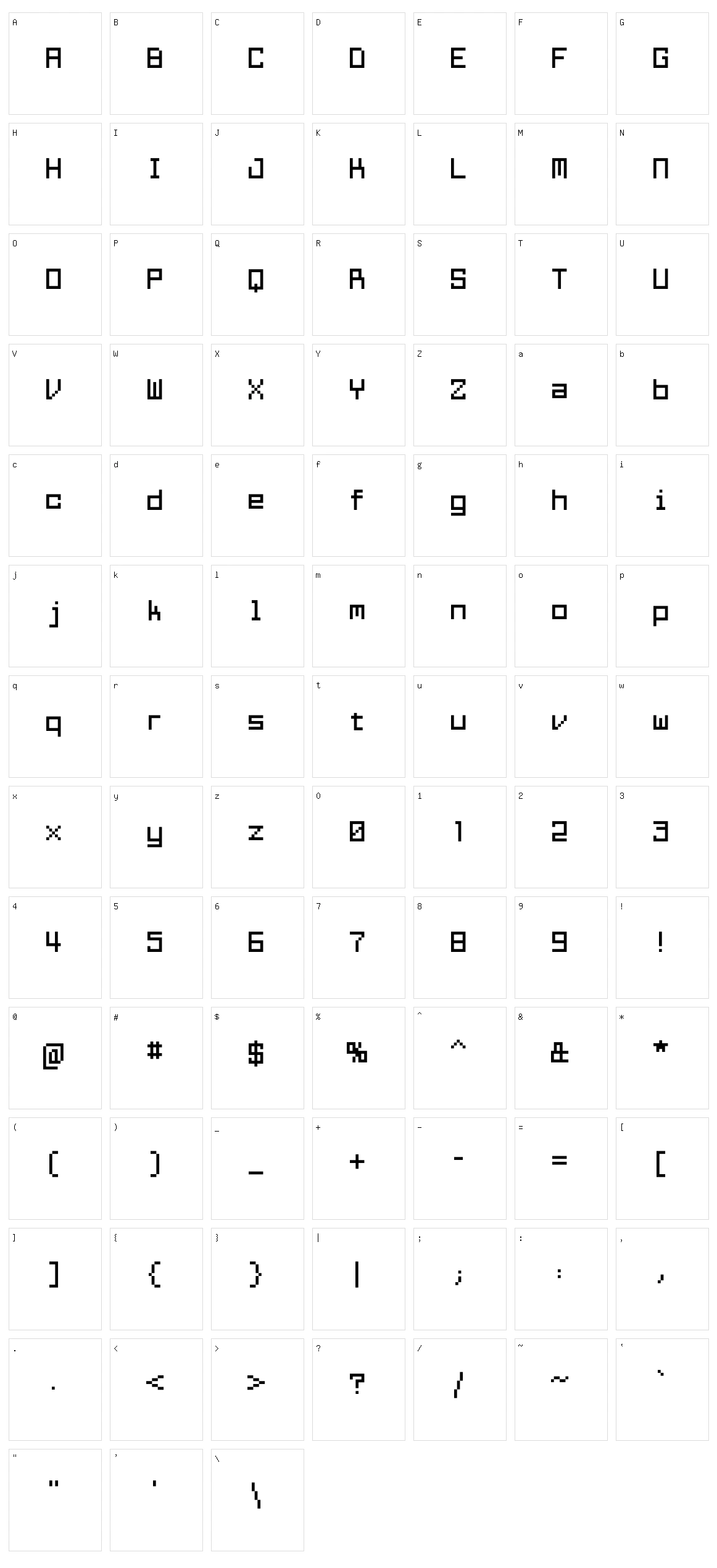 Squarewave Character Set