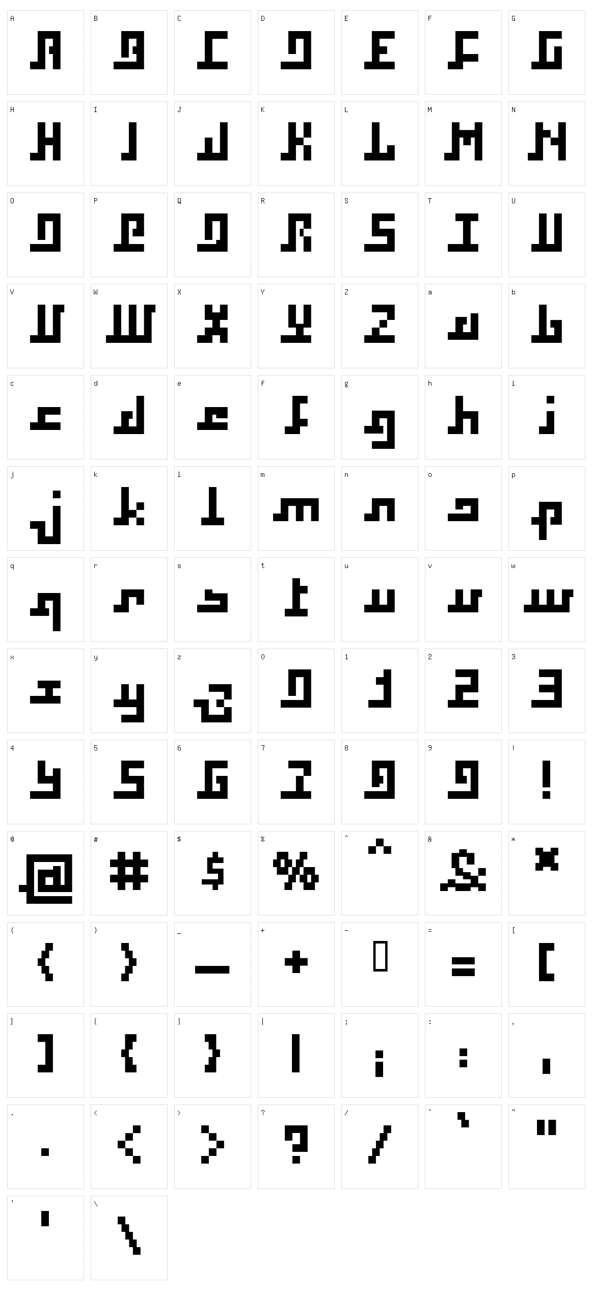 Squaropen Character Set