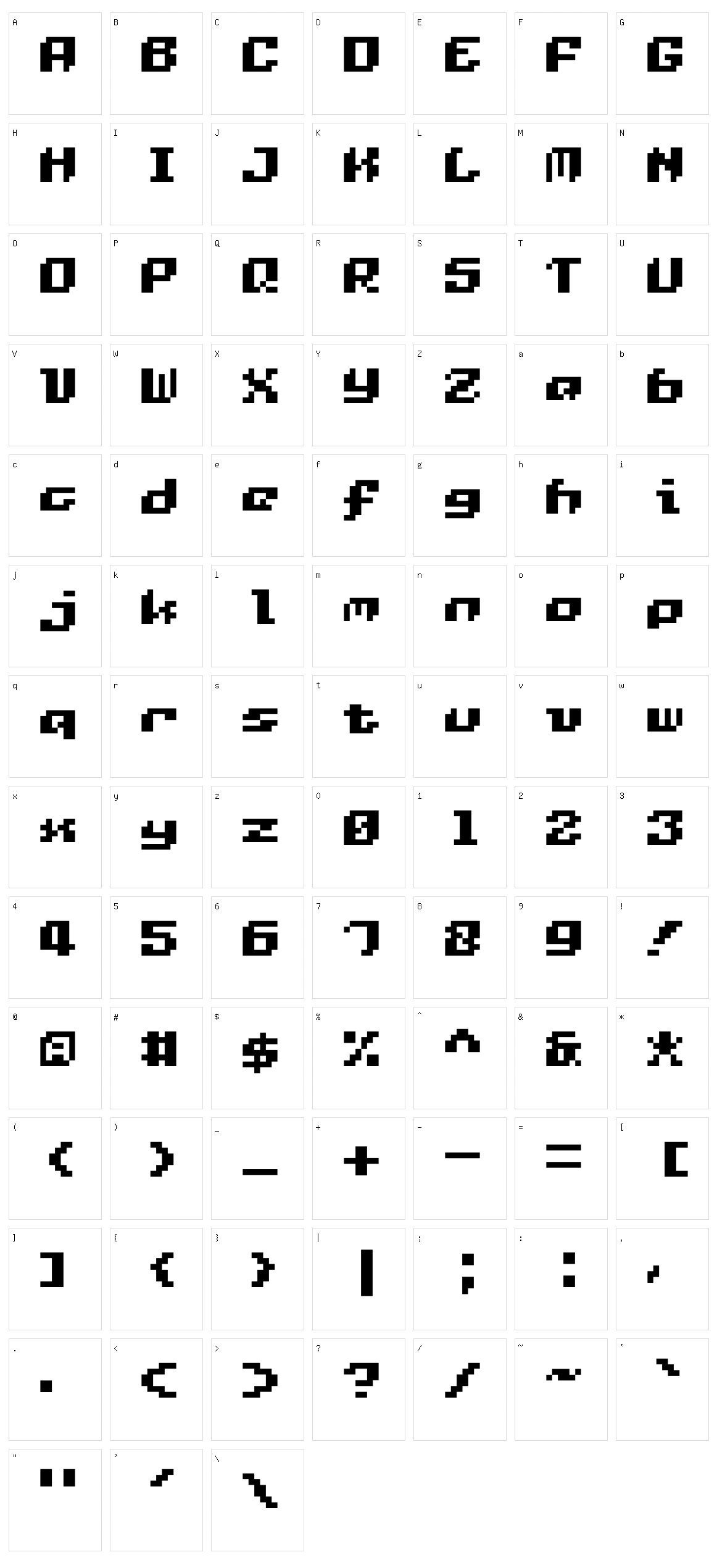 StaxBlox Character Set