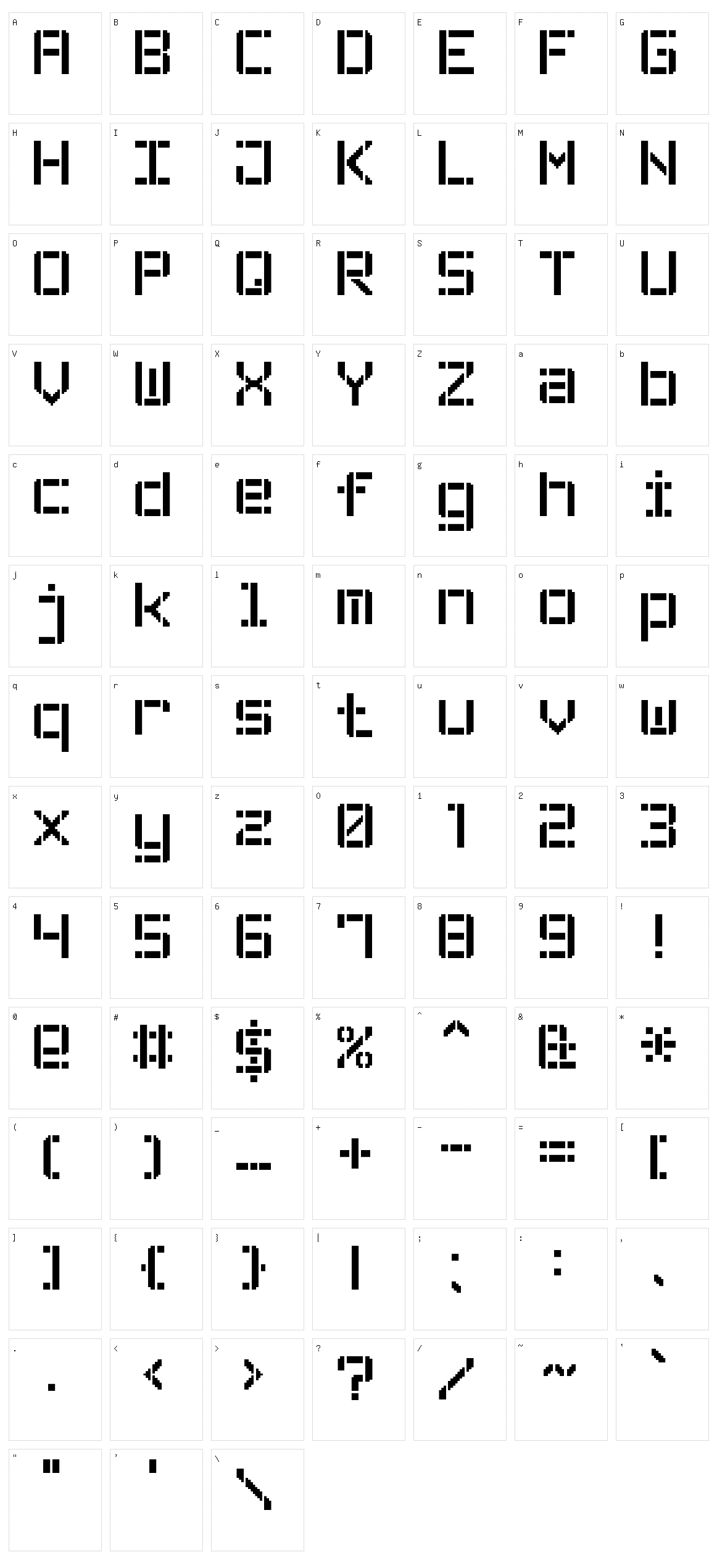 Stencil Pixel-7 Character Set