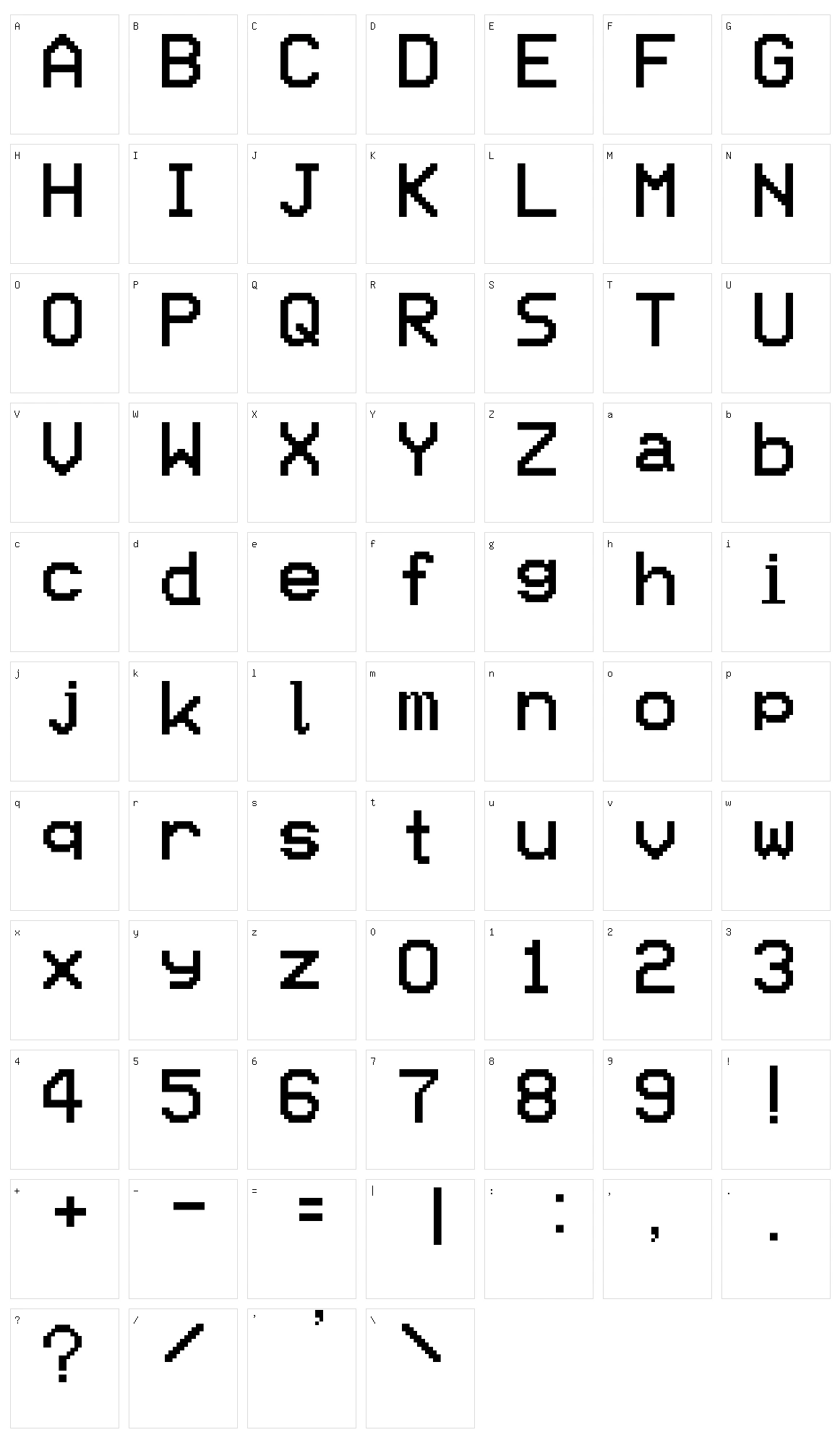 STV5730A Character Set