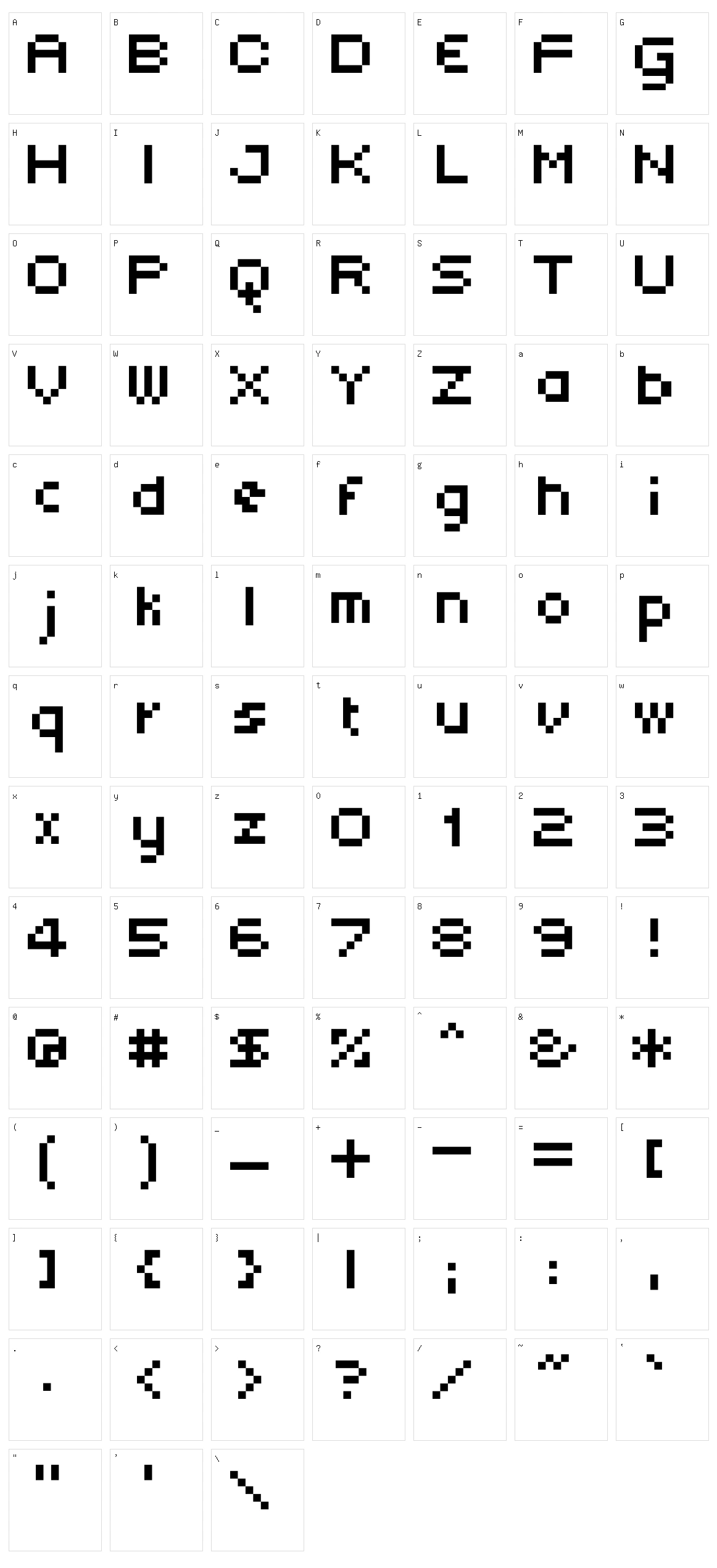 Subatomic Screen Character Set