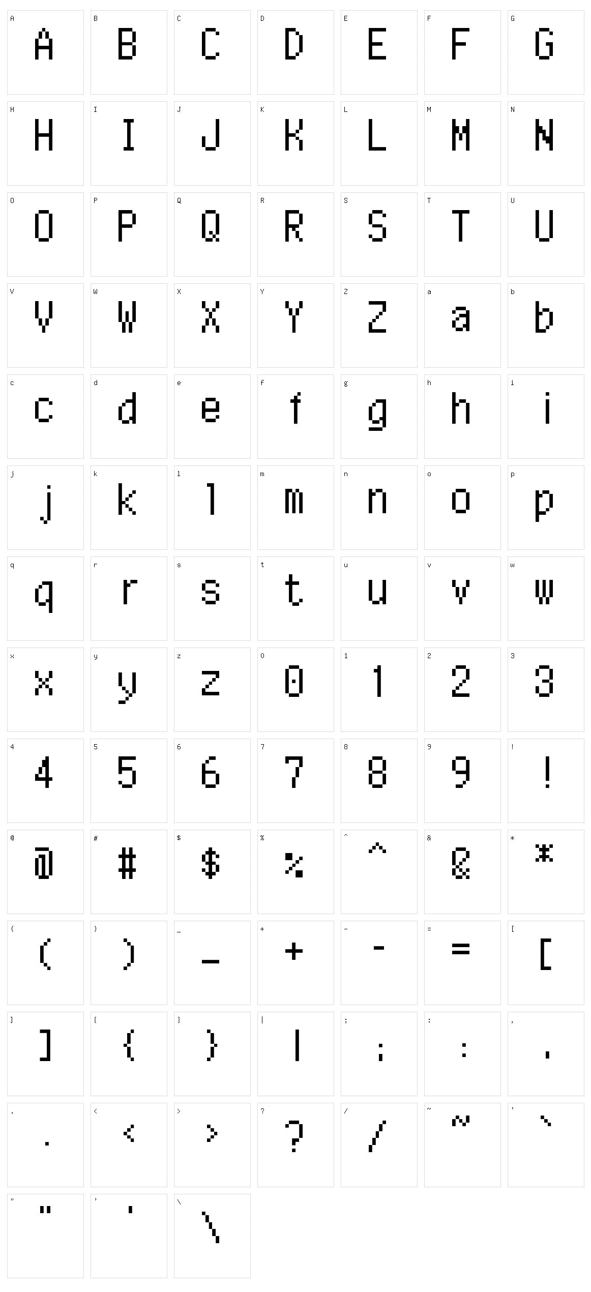 Technofosiano Character Set
