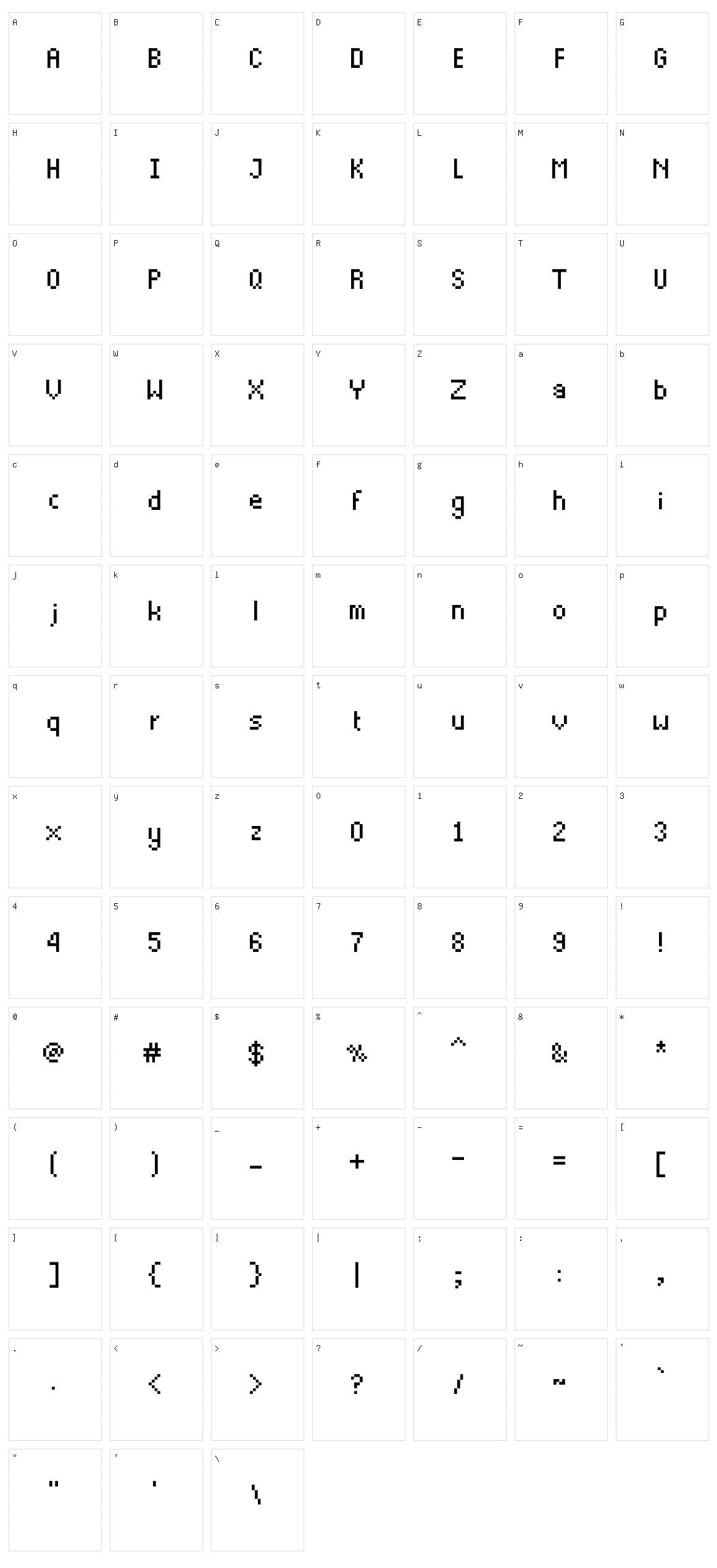 Thintel Character Set