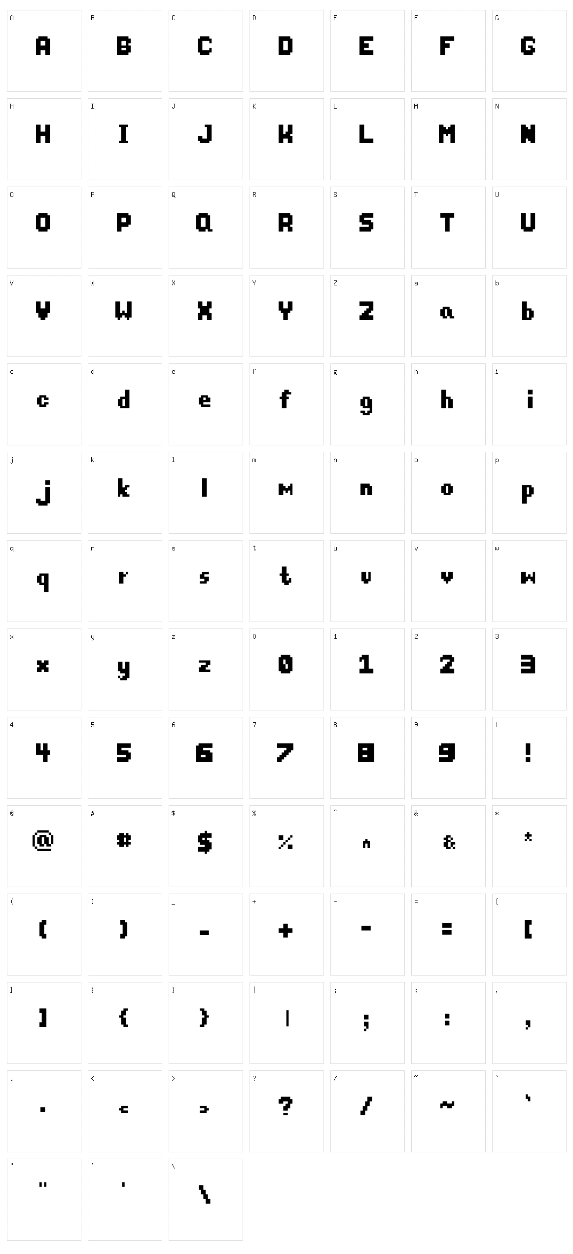 Thixel Character Set