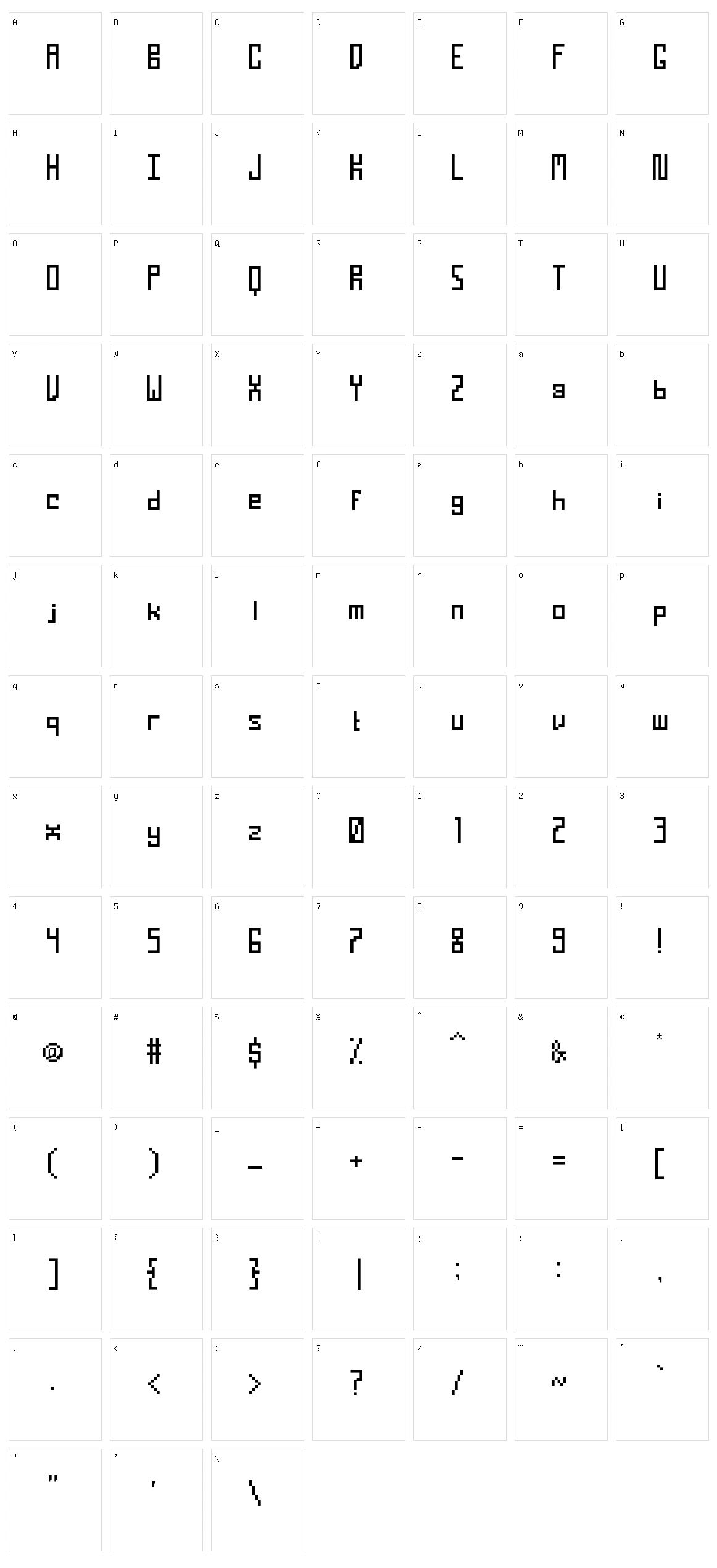 Tight Pixel Character Set