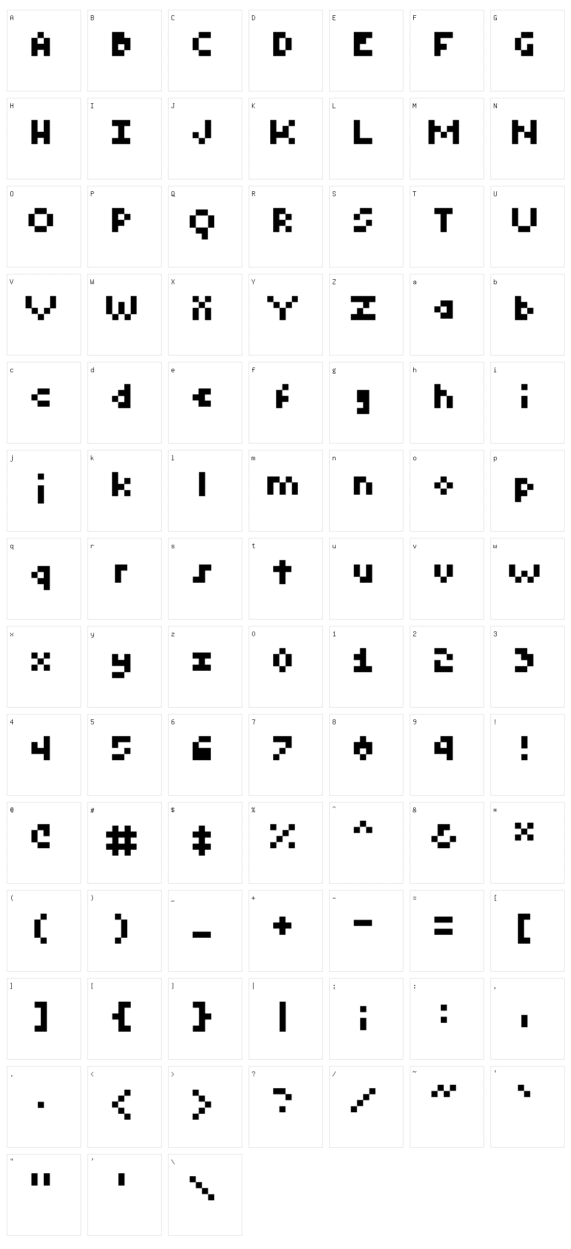 Tiny Character Set
