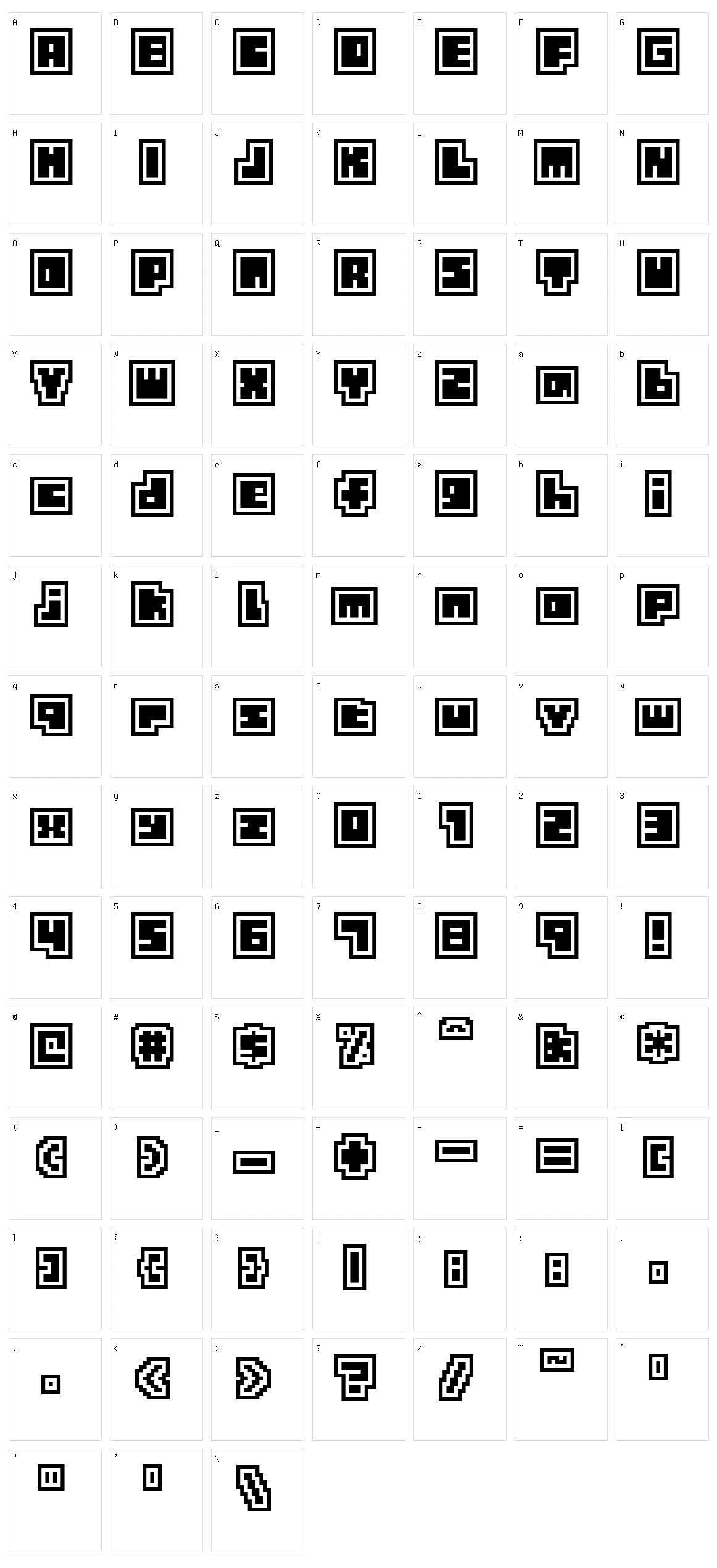 Tiny Box Character Set