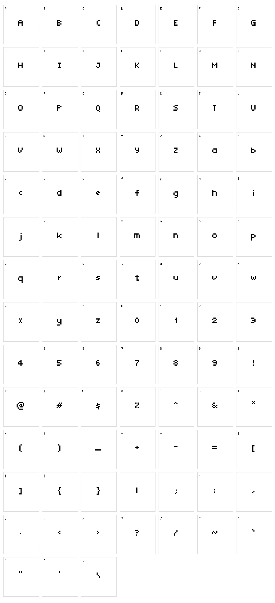 Tiny Unicode Character Set