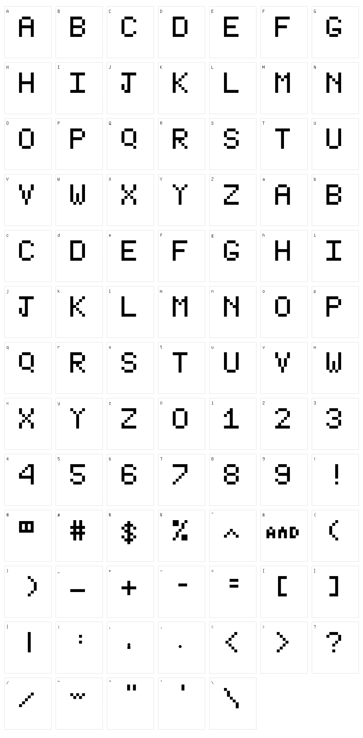 Type Writer Character Set