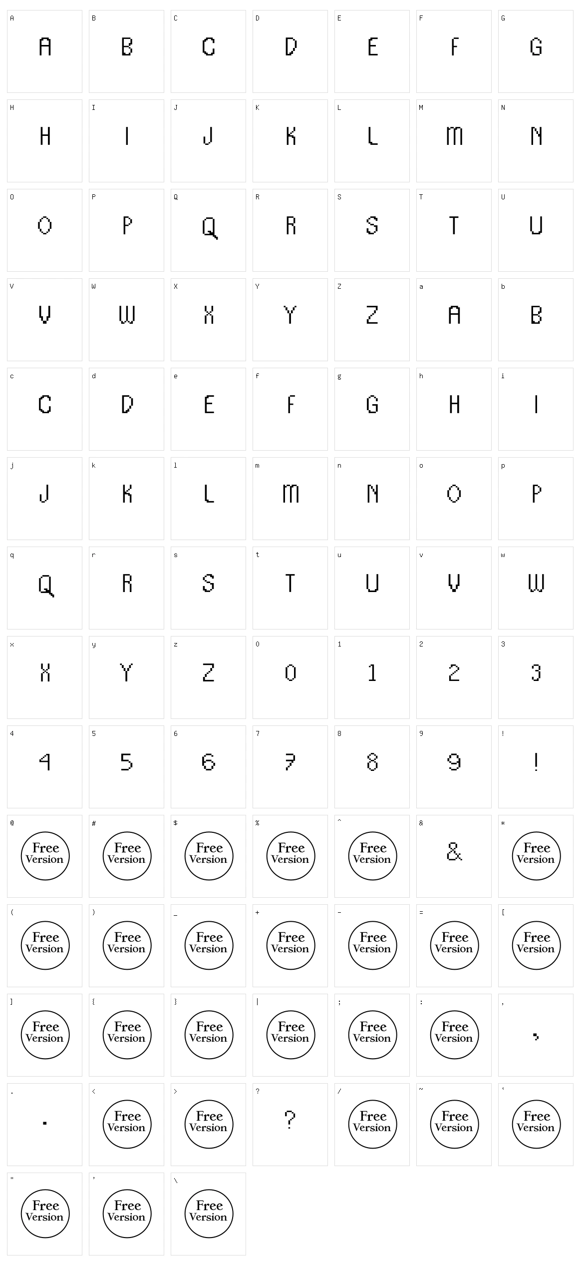 Ugly Byte Character Set